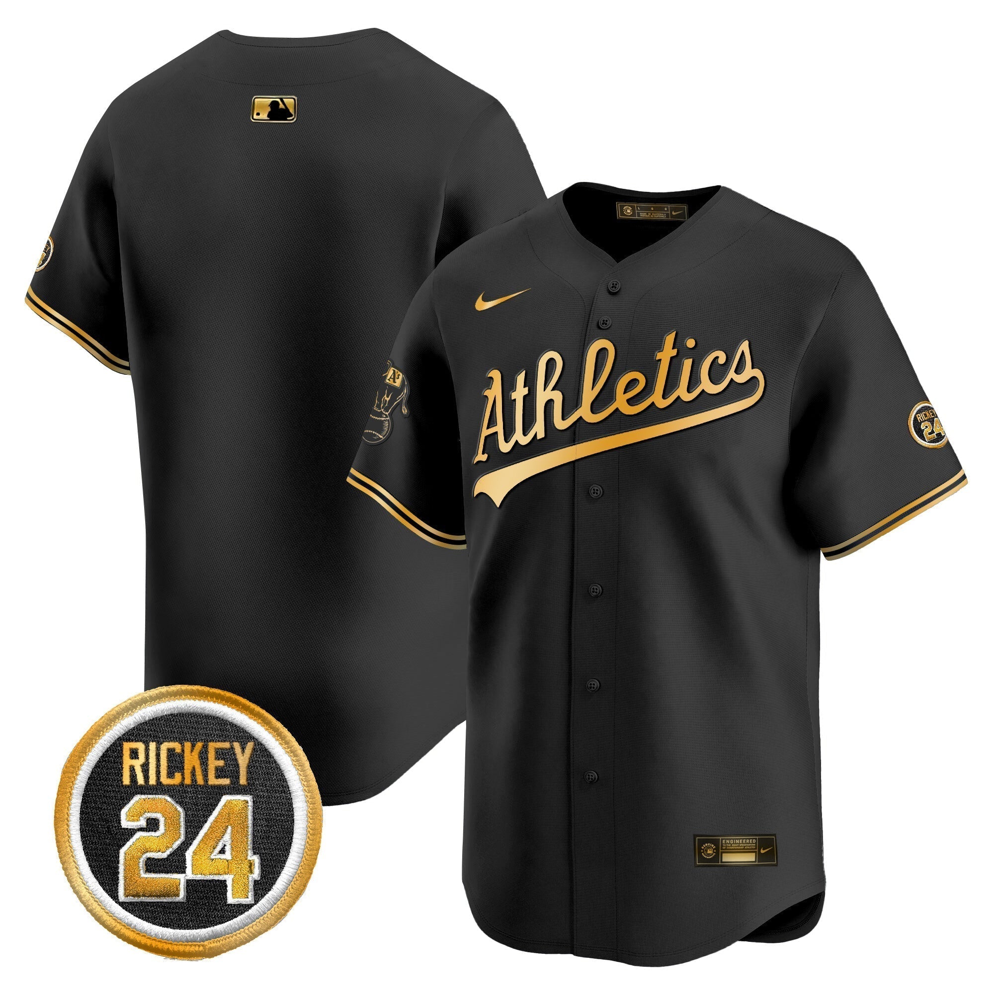 OAK Rickey Henderson Patch Vapor Premier Limited Jersey - Stitched