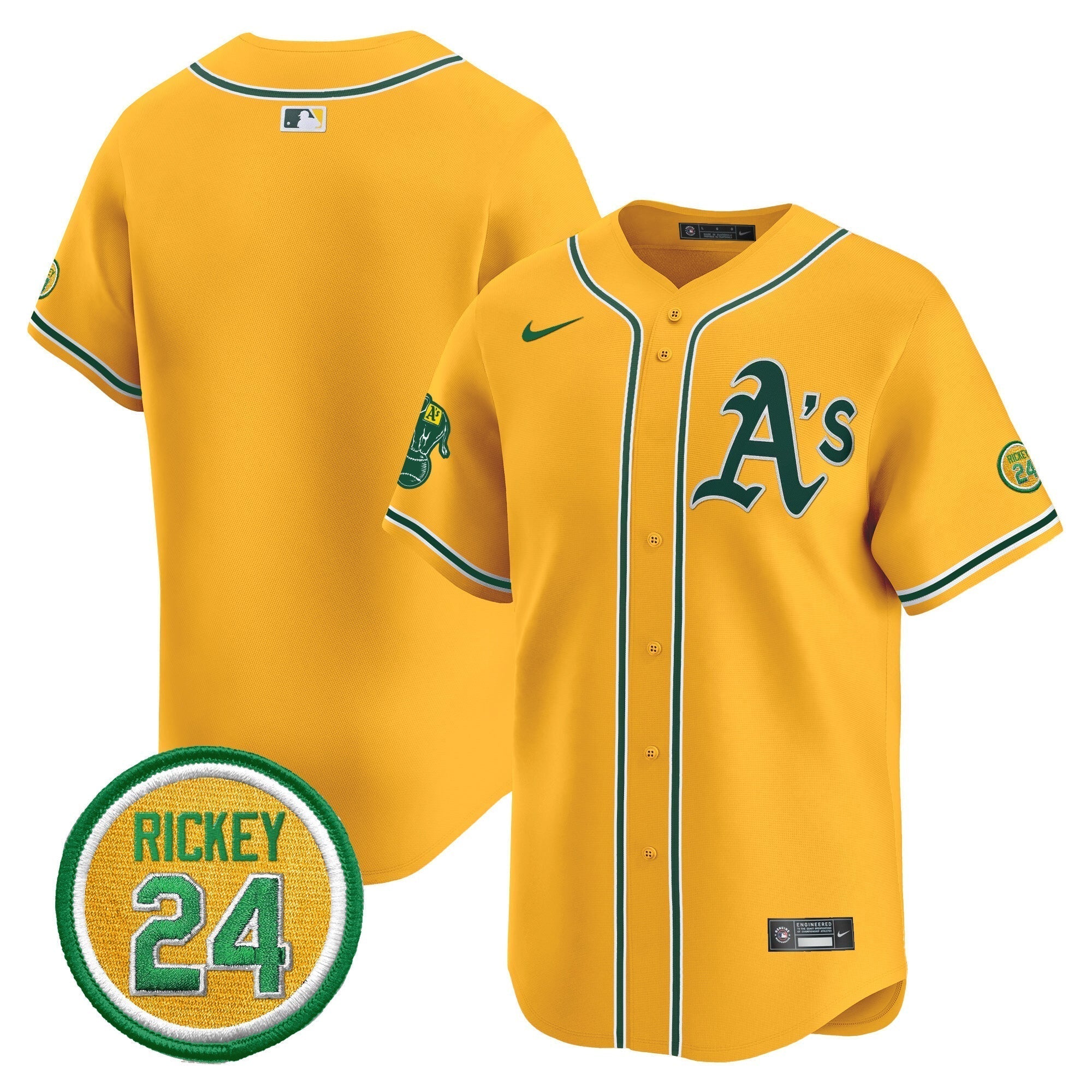 OAK Rickey Henderson Patch Vapor Premier Limited Jersey - Stitched