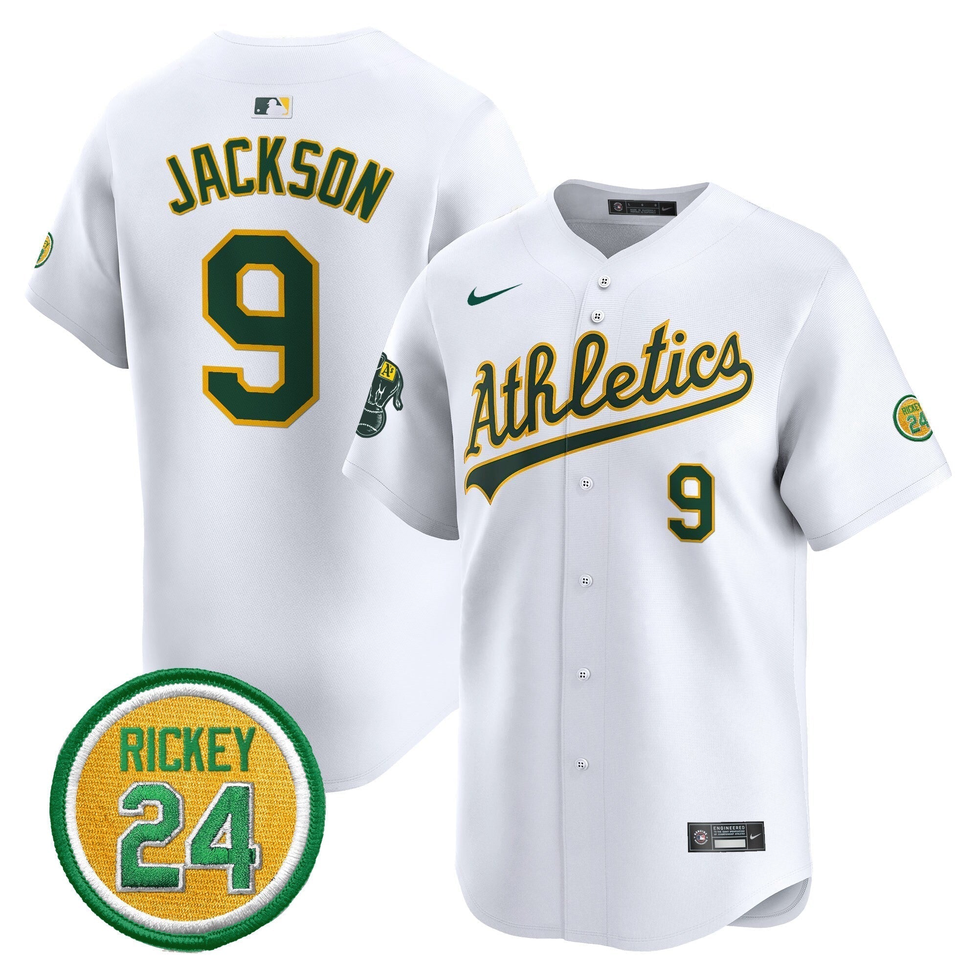 OAK Rickey Henderson Patch Vapor Premier Limited Jersey - Stitched