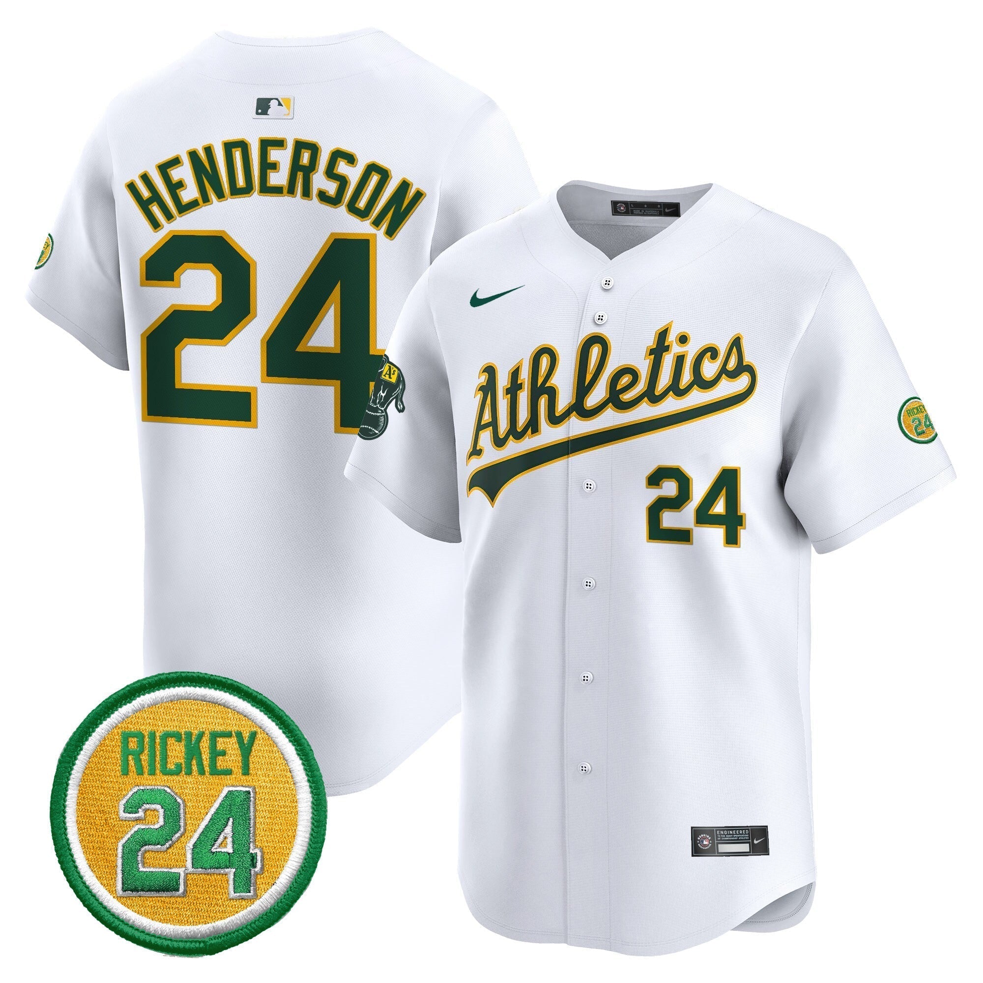 OAK Rickey Henderson Patch Vapor Premier Limited Jersey - Stitched