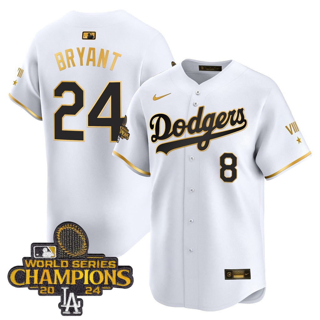 Dodgers 2024 World Series Champions Gold Trim Vapor Premier Limited Jersey - Stitched