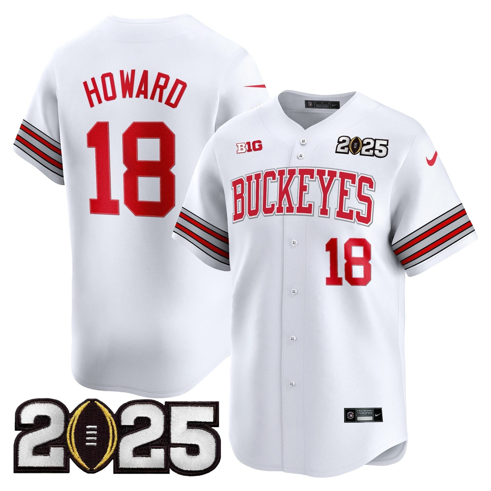 OSU 'Heritage Stripe' 2025 CFP Final Patch Vapor Baseball Jersey - Stitched