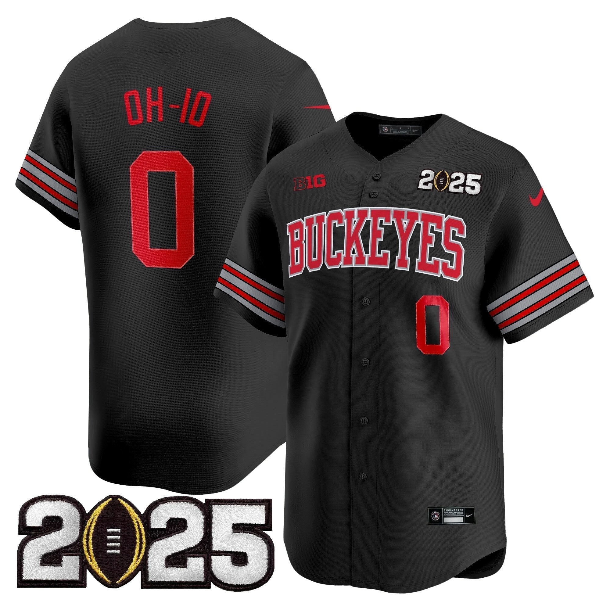 OSU 'Heritage Stripe' 2025 CFP Final Patch Vapor Baseball Jersey - Stitched