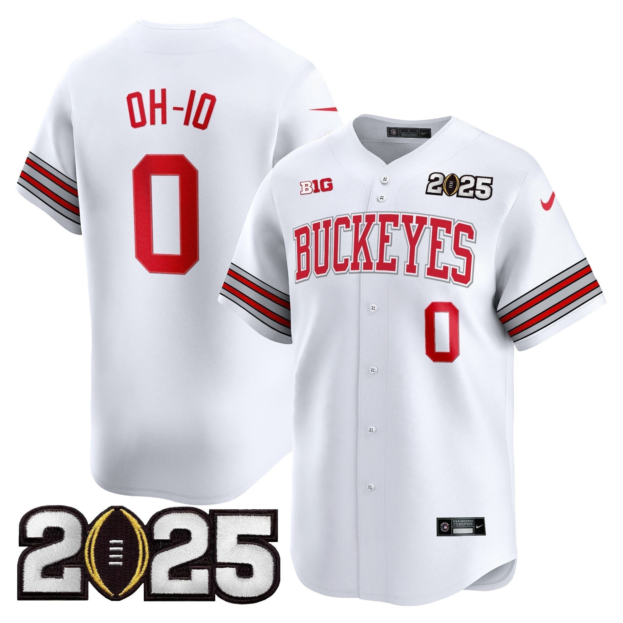 OSU 'Heritage Stripe' 2025 CFP Final Patch Vapor Baseball Jersey - Stitched