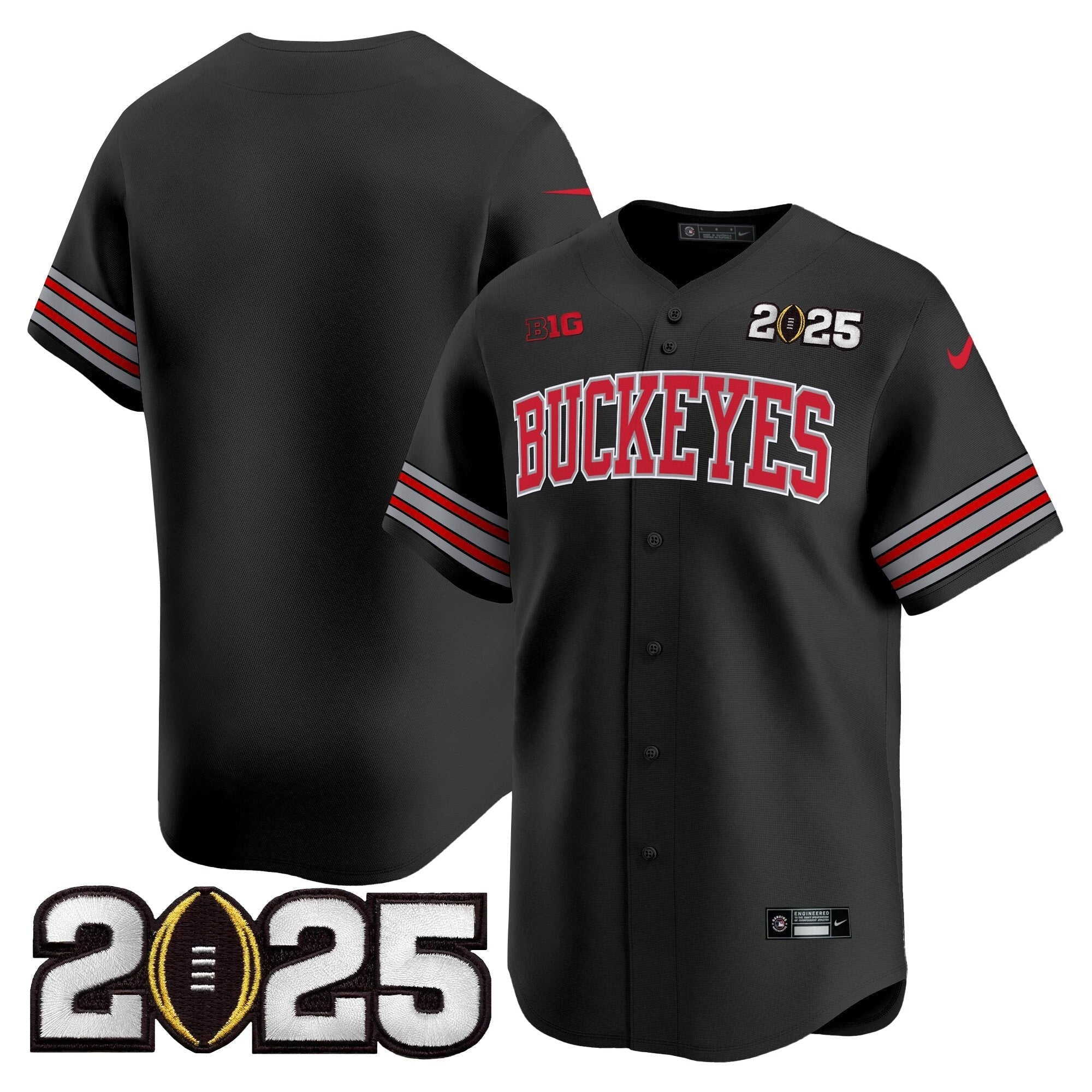 OSU 'Heritage Stripe' 2025 CFP Final Patch Vapor Baseball Jersey - Stitched