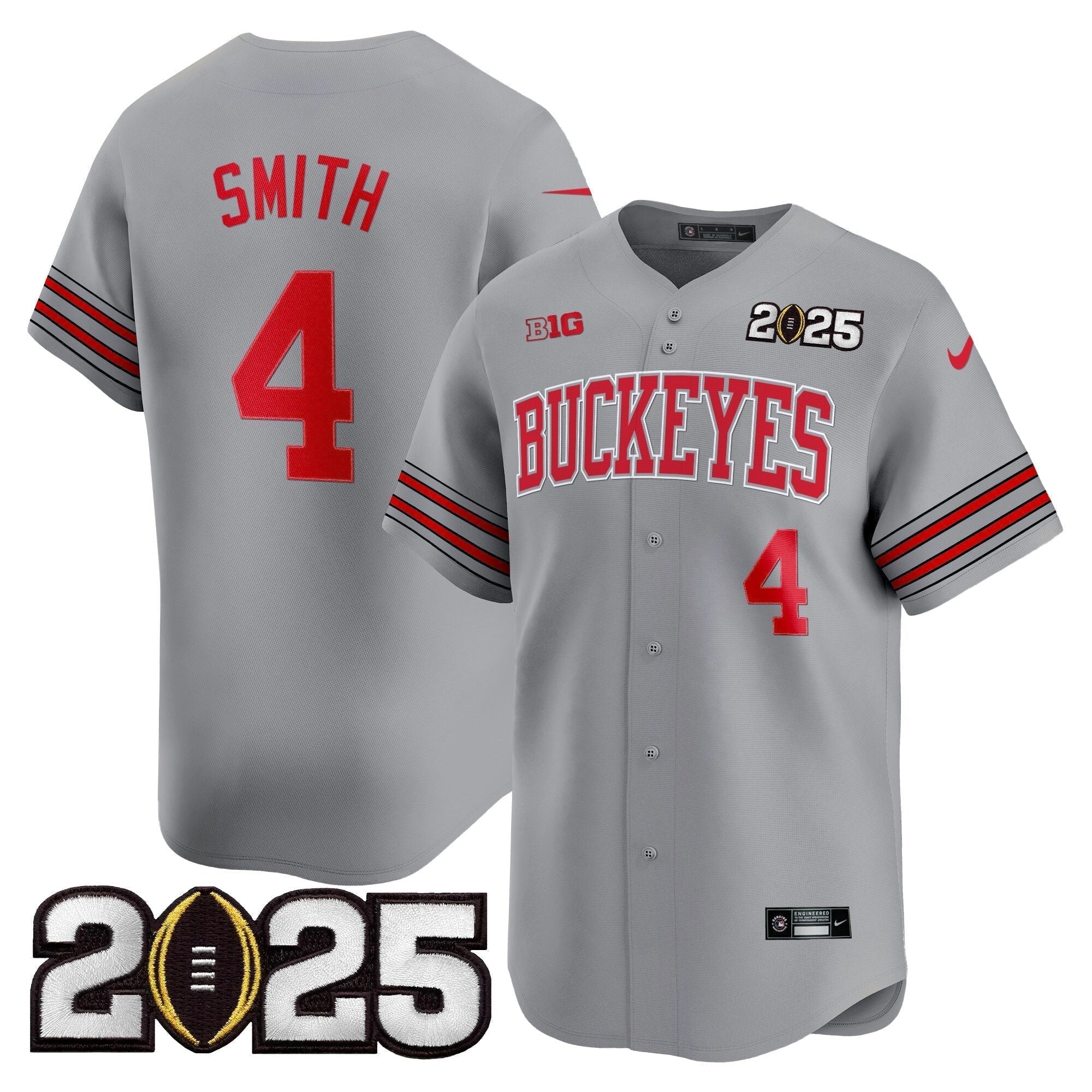 OSU 'Heritage Stripe' 2025 CFP Final Patch Vapor Baseball Jersey - Stitched