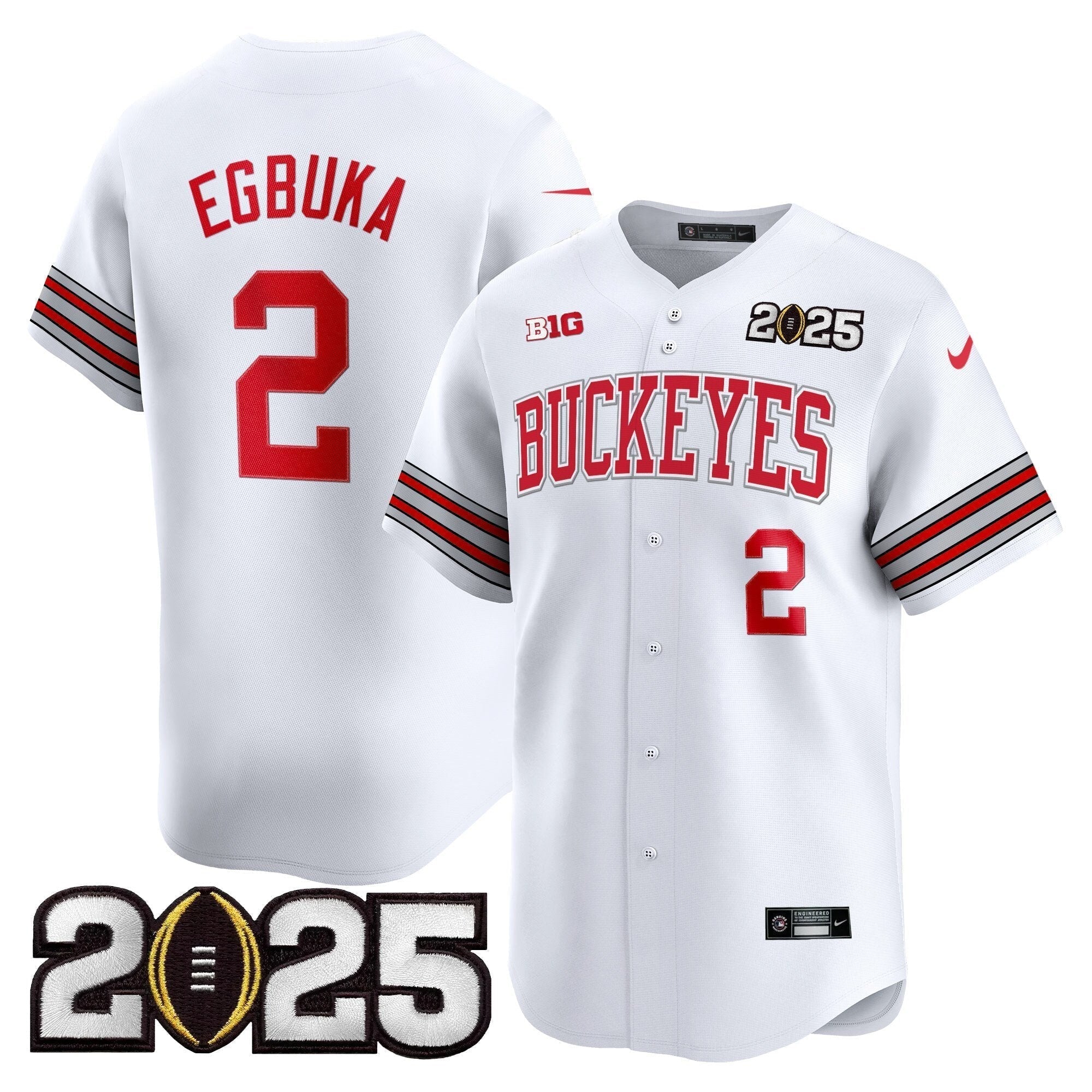 OSU 'Heritage Stripe' 2025 CFP Final Patch Vapor Baseball Jersey - Stitched