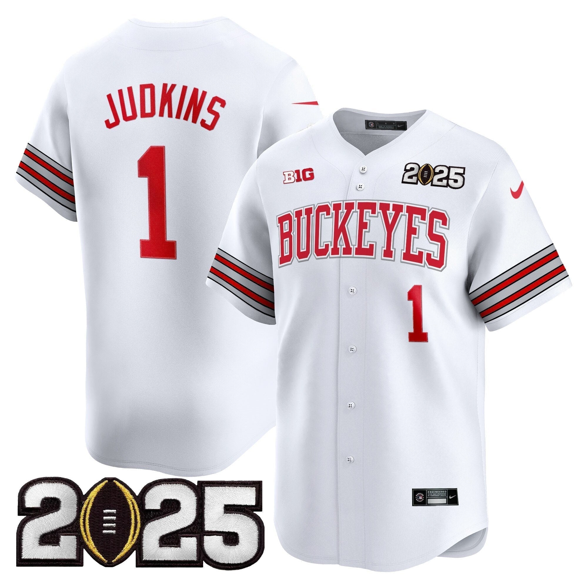 OSU 'Heritage Stripe' 2025 CFP Final Patch Vapor Baseball Jersey - Stitched