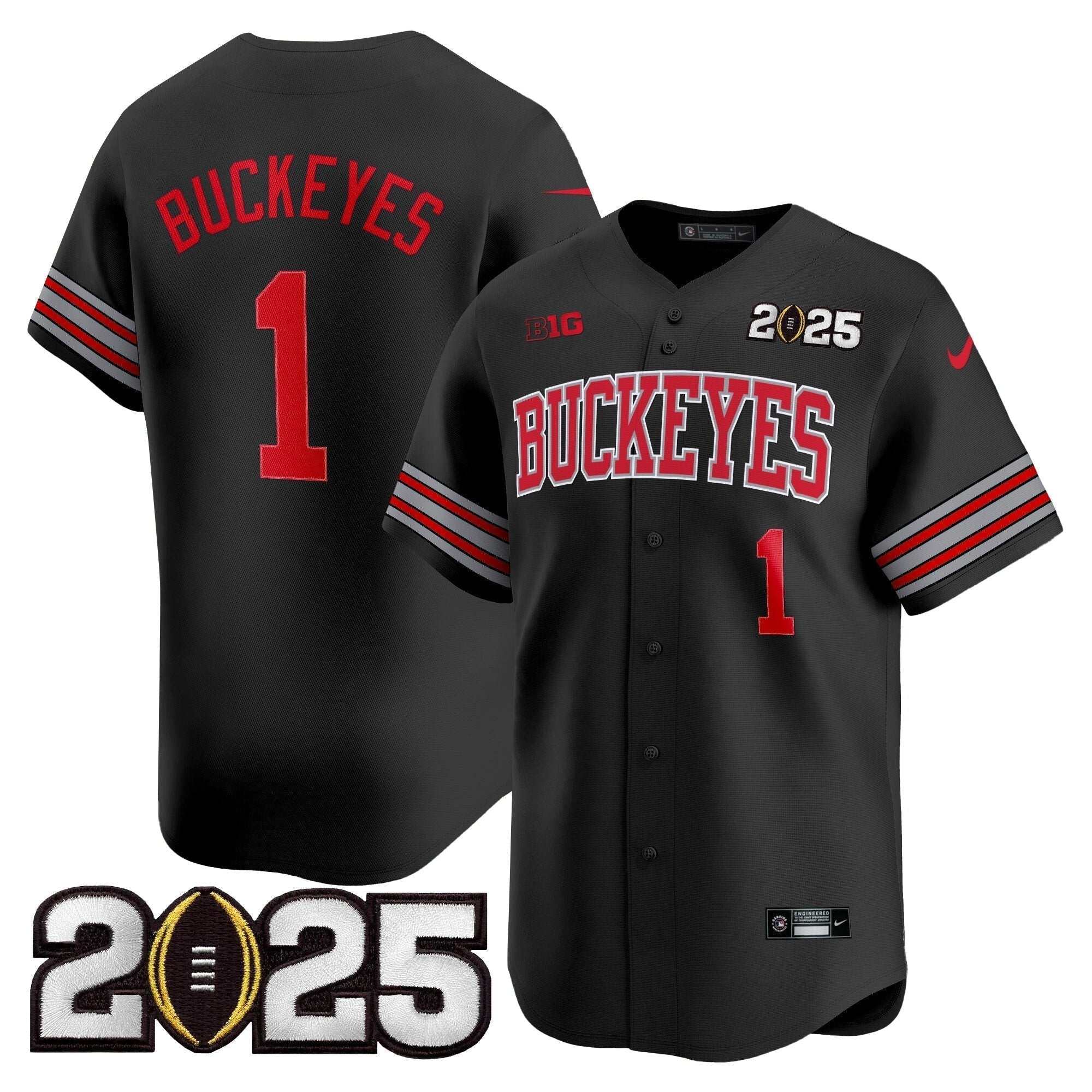 OSU 'Heritage Stripe' 2025 CFP Final Patch Vapor Baseball Jersey - Stitched