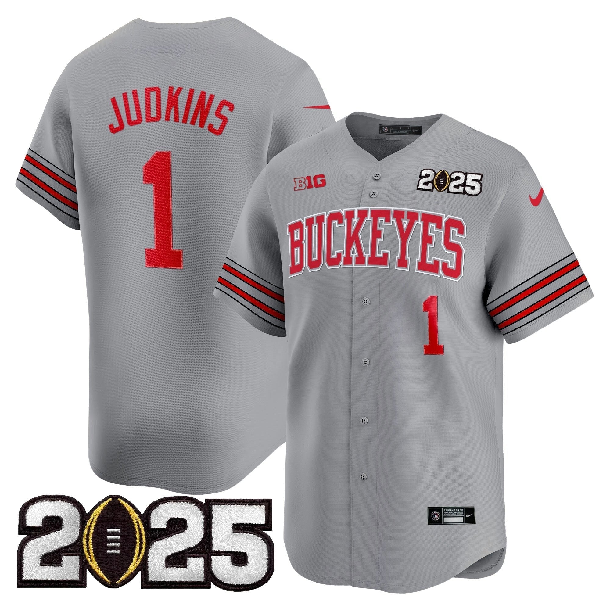 OSU 'Heritage Stripe' 2025 CFP Final Patch Vapor Baseball Jersey - Stitched