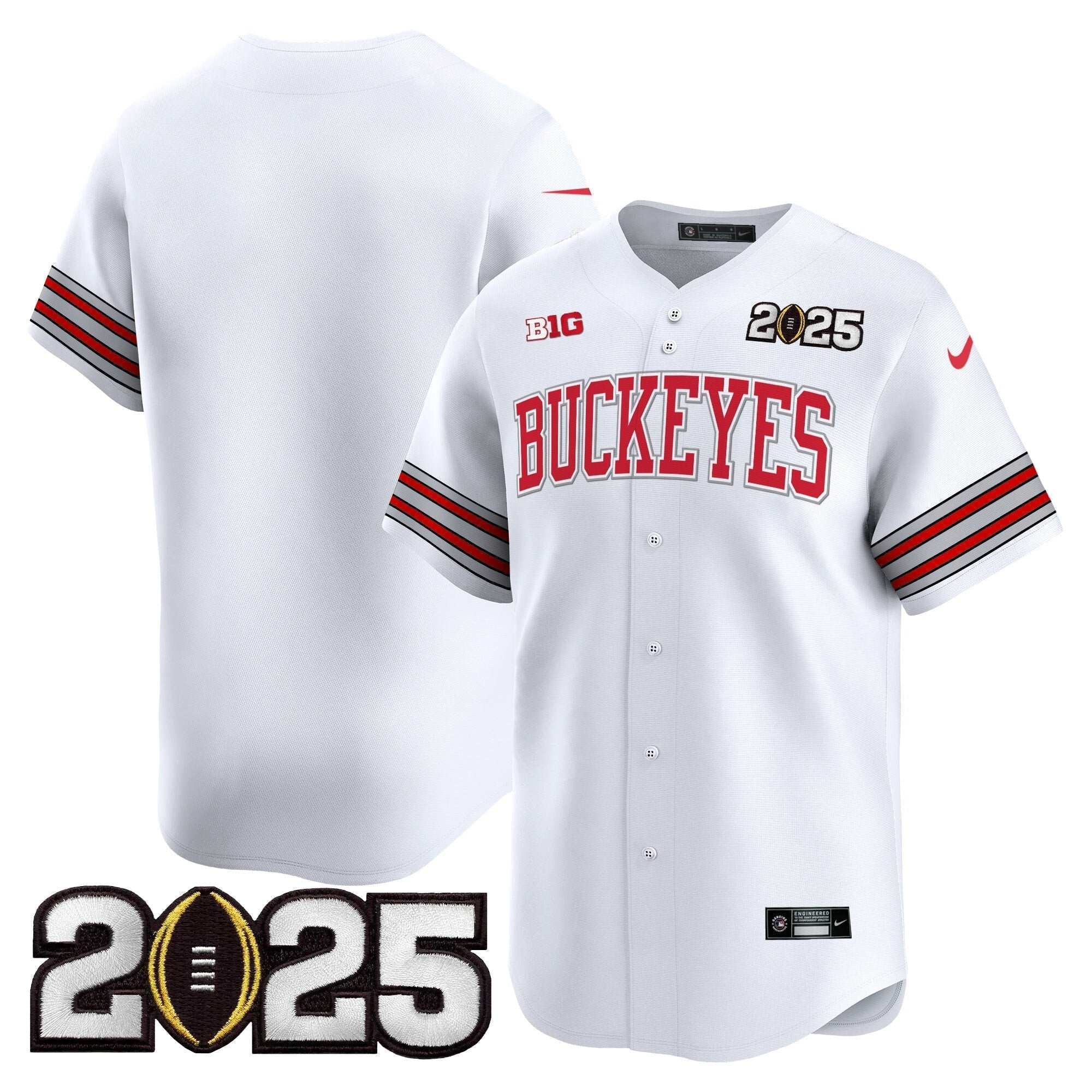 OSU 'Heritage Stripe' 2025 CFP Final Patch Vapor Baseball Jersey - Stitched