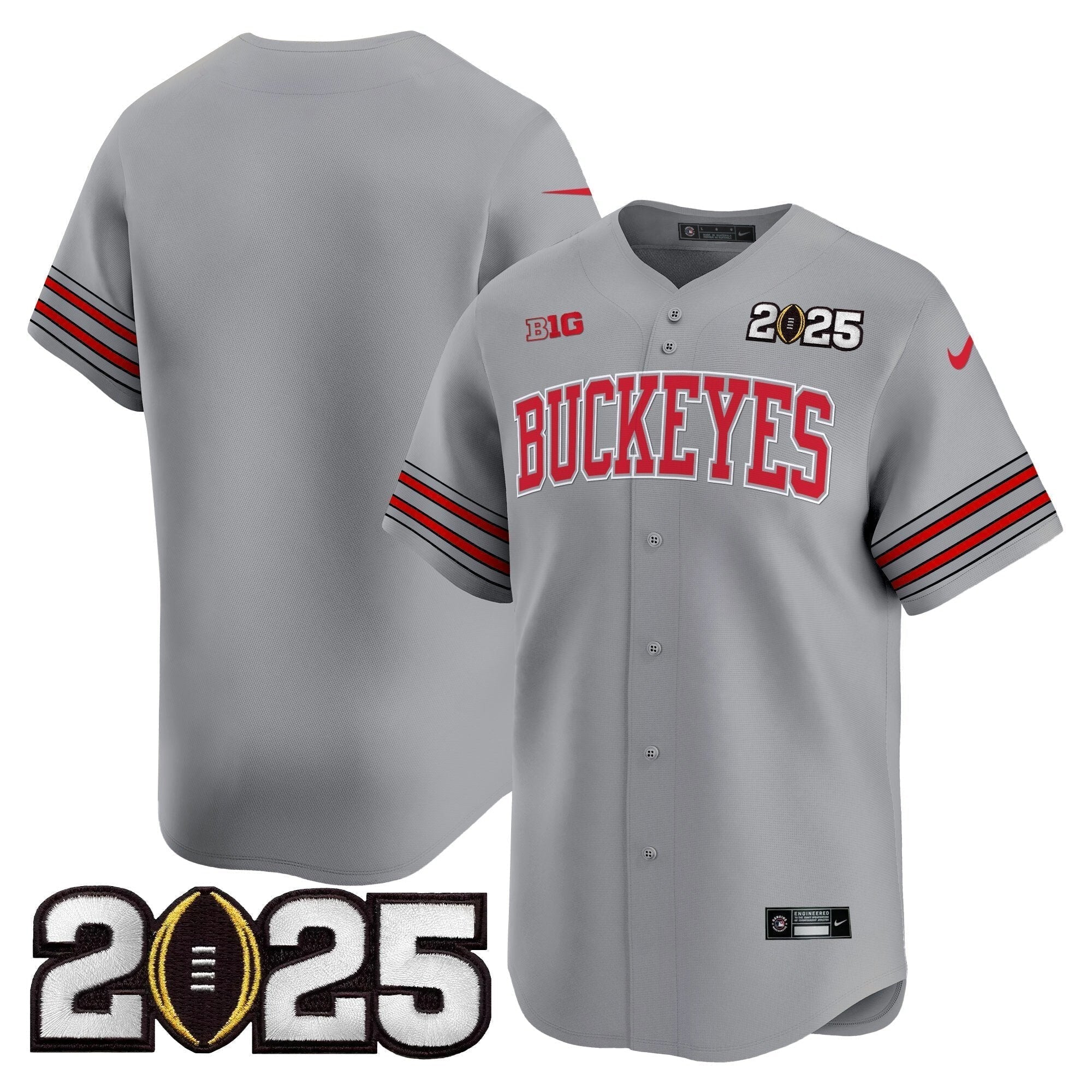 OSU 'Heritage Stripe' 2025 CFP Final Patch Vapor Baseball Jersey - Stitched