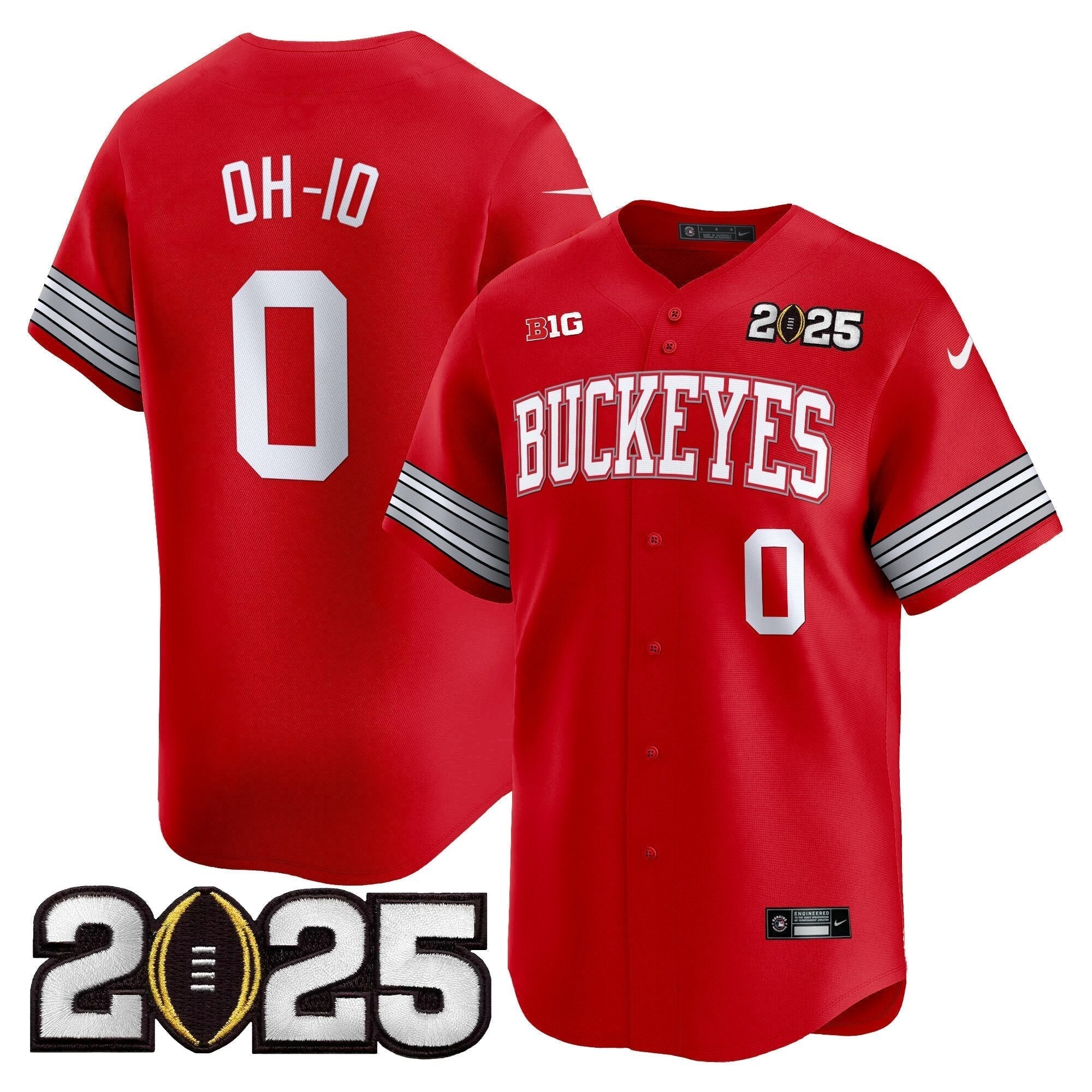 OSU 'Heritage Stripe' 2025 CFP Final Patch Vapor Baseball Jersey - Stitched