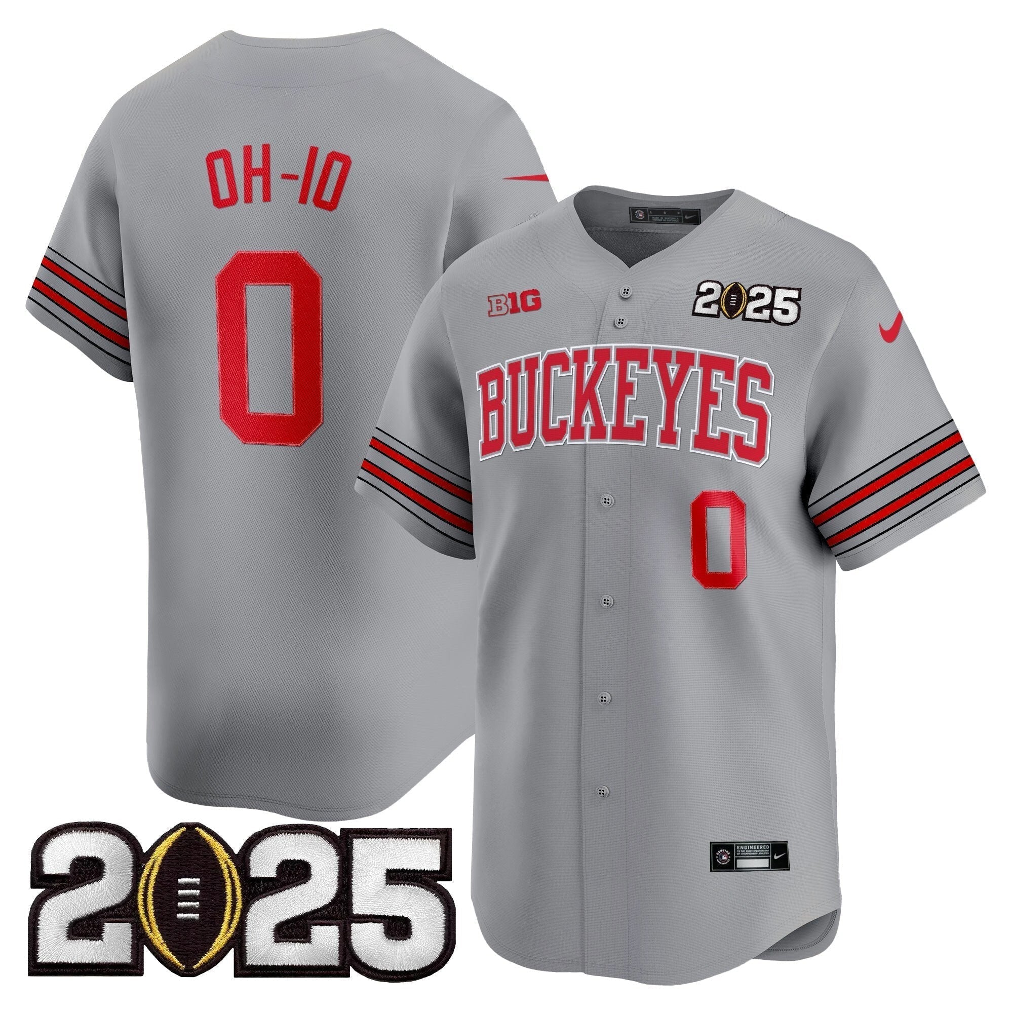OSU 'Heritage Stripe' 2025 CFP Final Patch Vapor Baseball Jersey - Stitched
