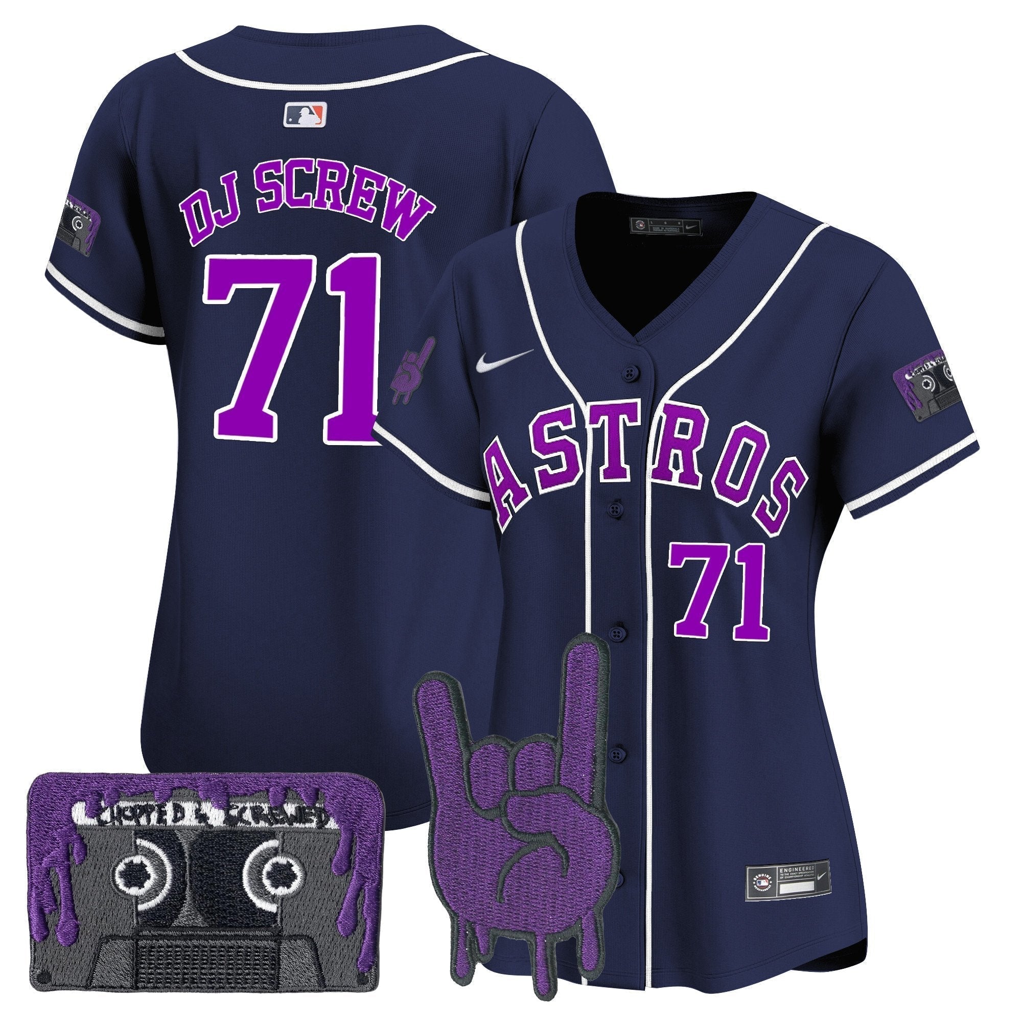 Women's HOU DJ Screw Patch Vapor Premier Limited Jersey - Stitched