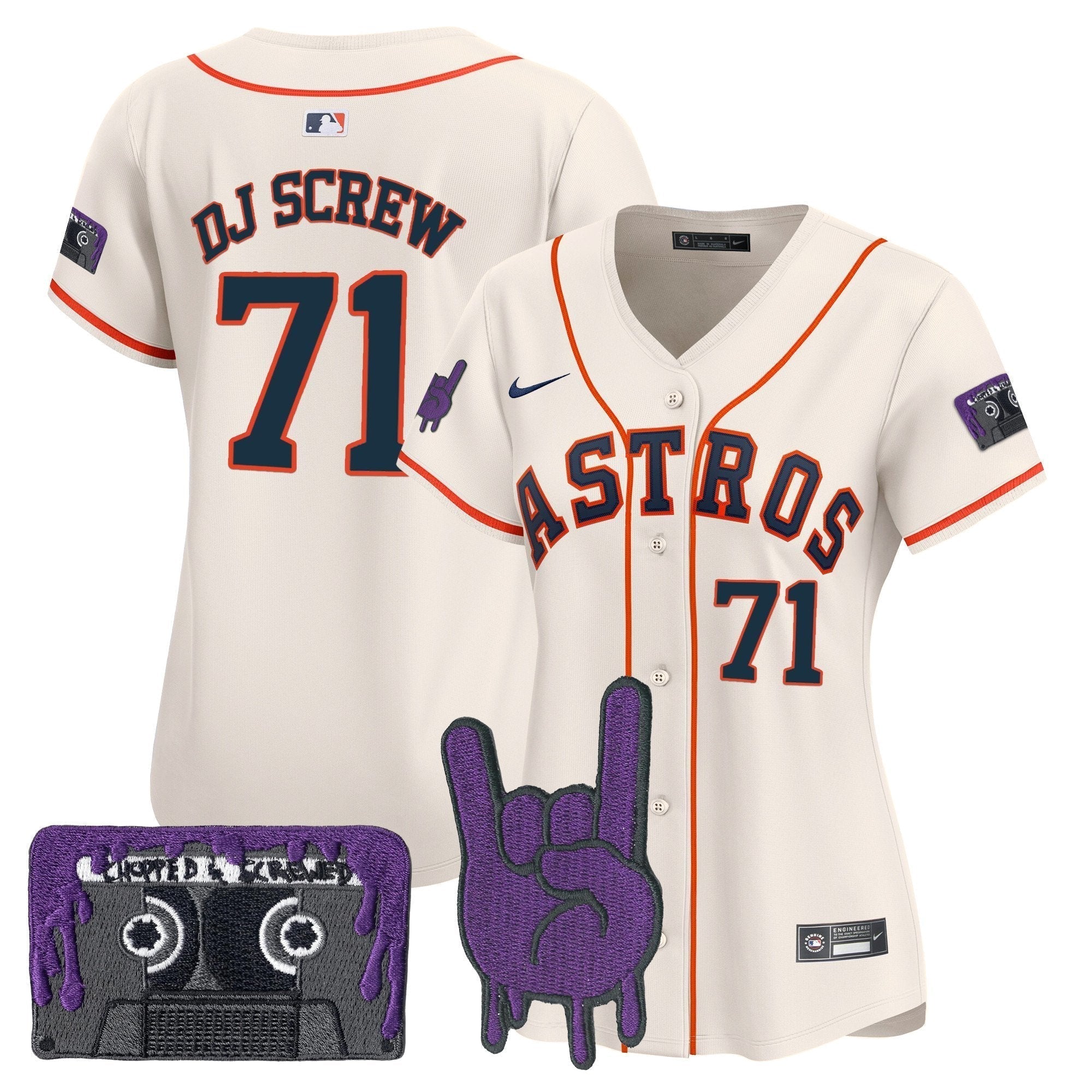 Women's HOU DJ Screw Patch Vapor Premier Limited Jersey - Stitched