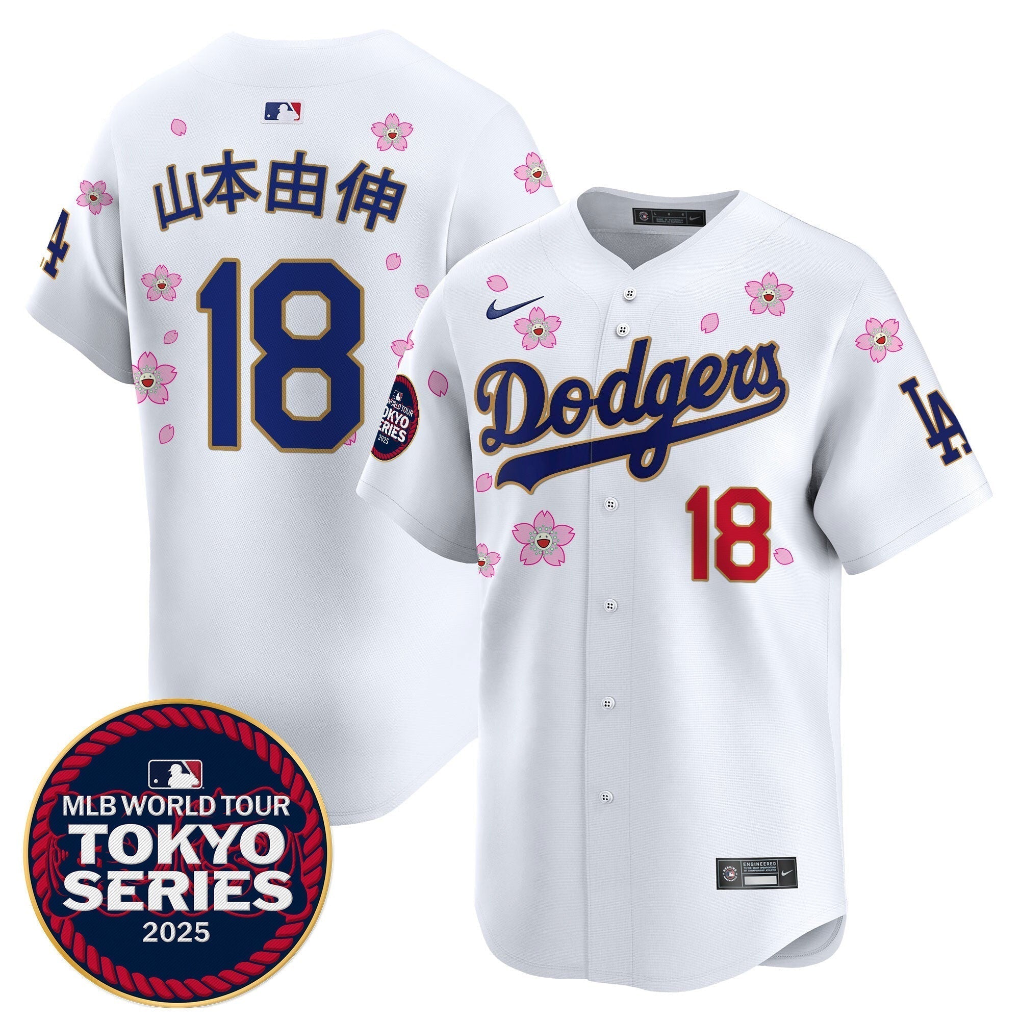 Dodgers Tokyo Series 2025 Gold Trim Vapor Premier Limited Jersey - Stitched