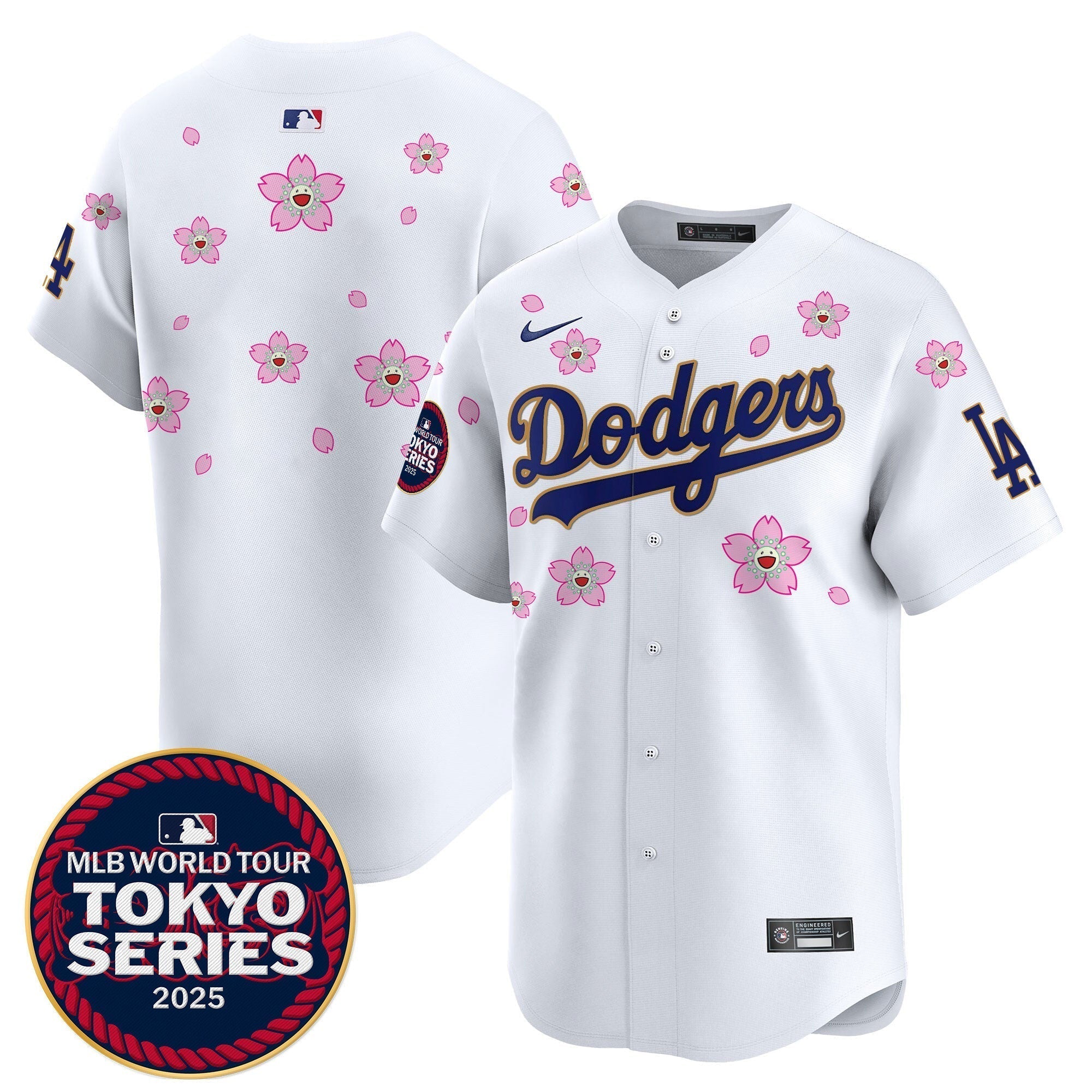 Dodgers Tokyo Series 2025 Gold Trim Vapor Premier Limited Jersey - Stitched