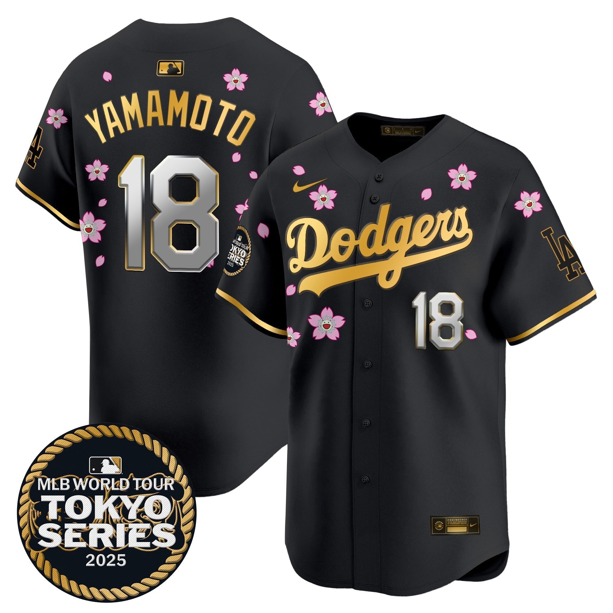Dodgers Tokyo Series 2025 Gold Trim Vapor Premier Limited Jersey V2 - Stitched