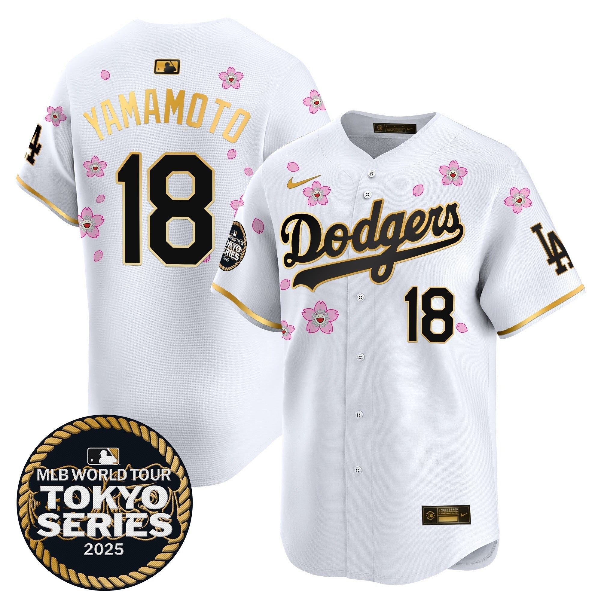 Dodgers Tokyo Series 2025 Gold Trim Vapor Premier Limited Jersey V2 - Stitched