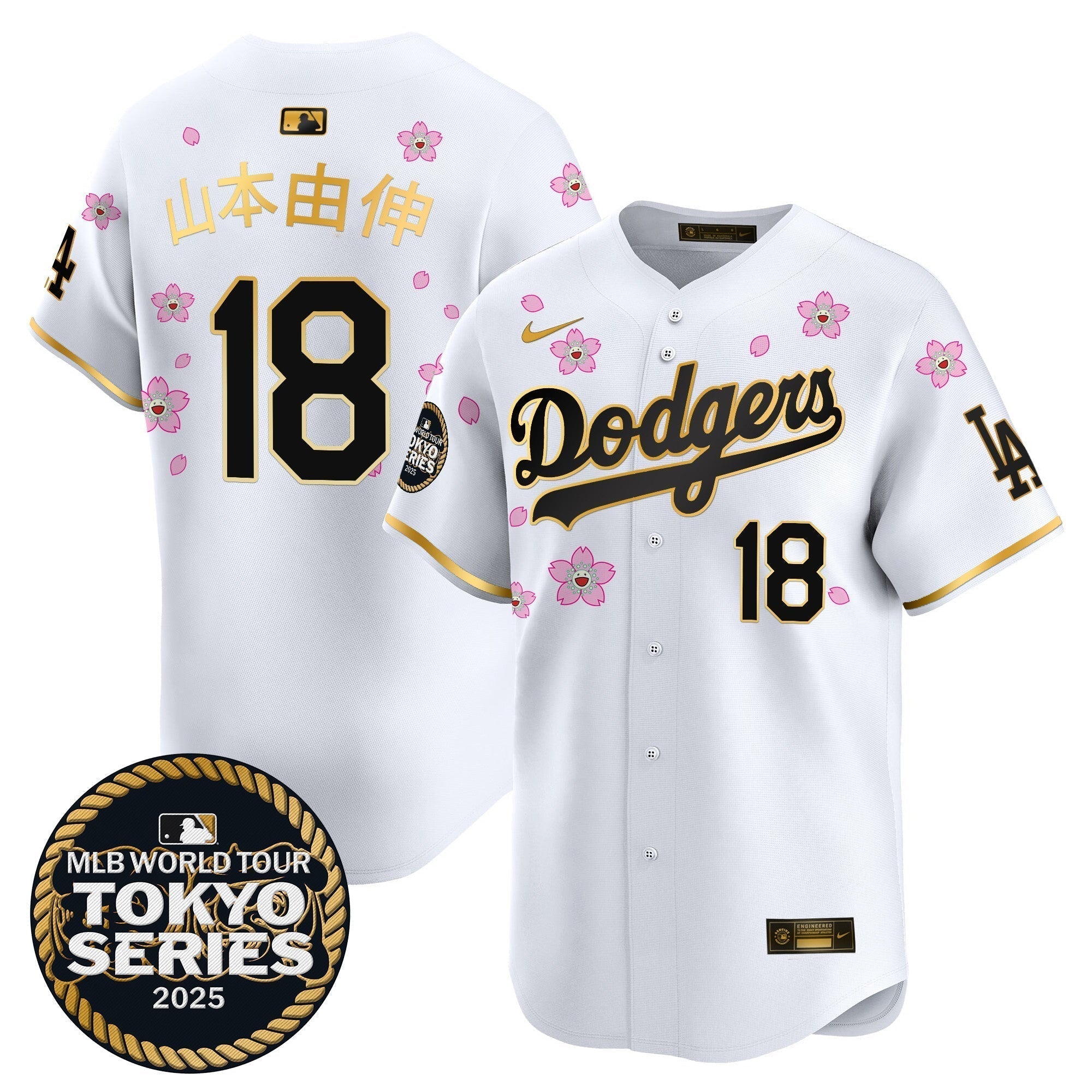 Dodgers Tokyo Series 2025 Gold Trim Vapor Premier Limited Jersey V2 - Stitched