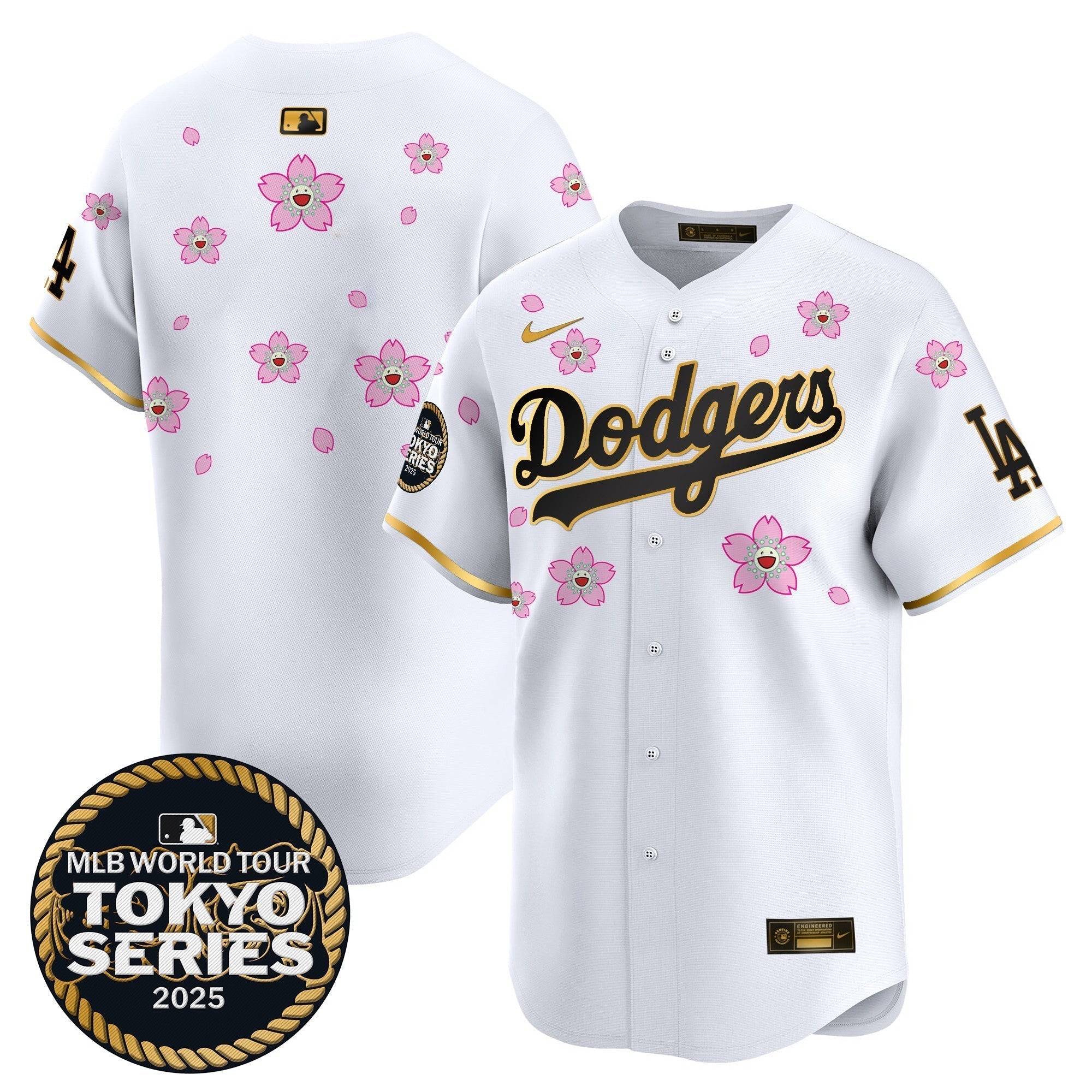 Dodgers Tokyo Series 2025 Gold Trim Vapor Premier Limited Jersey V2 - Stitched