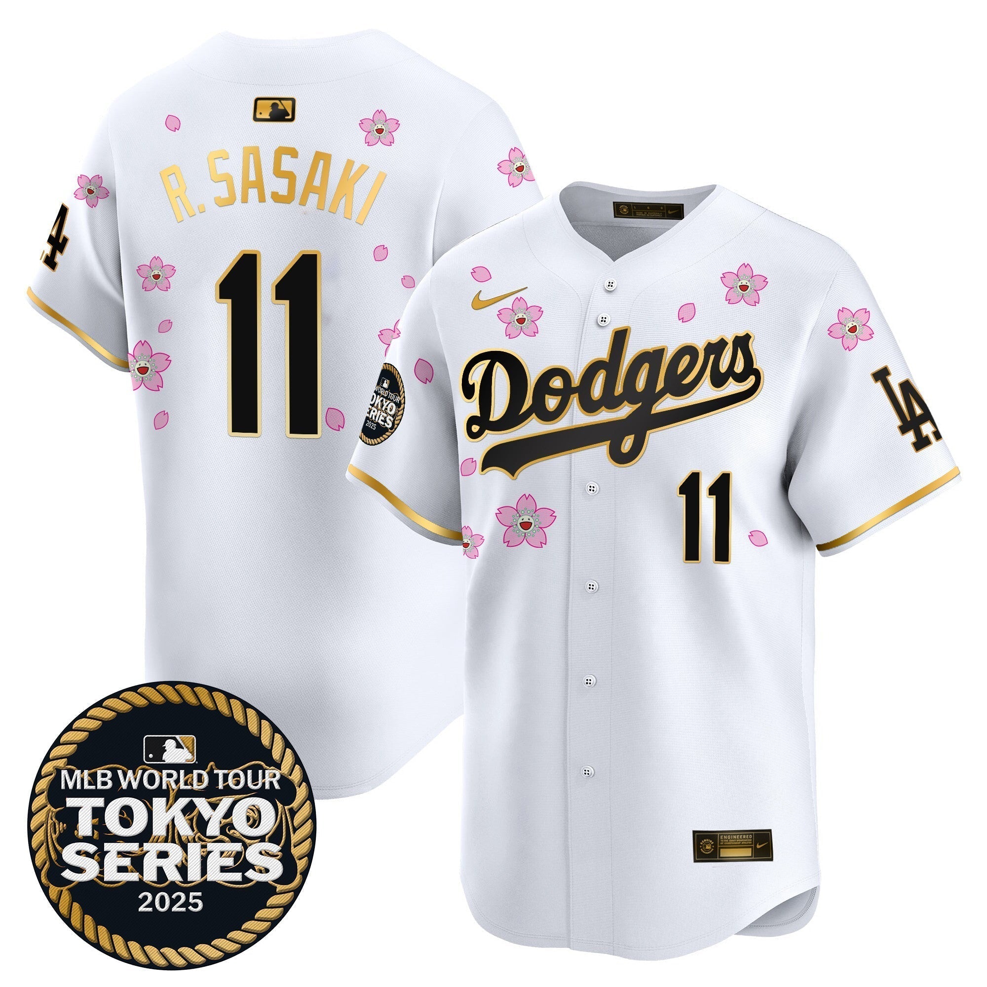 Dodgers Tokyo Series 2025 Gold Trim Vapor Premier Limited Jersey V2 - Stitched