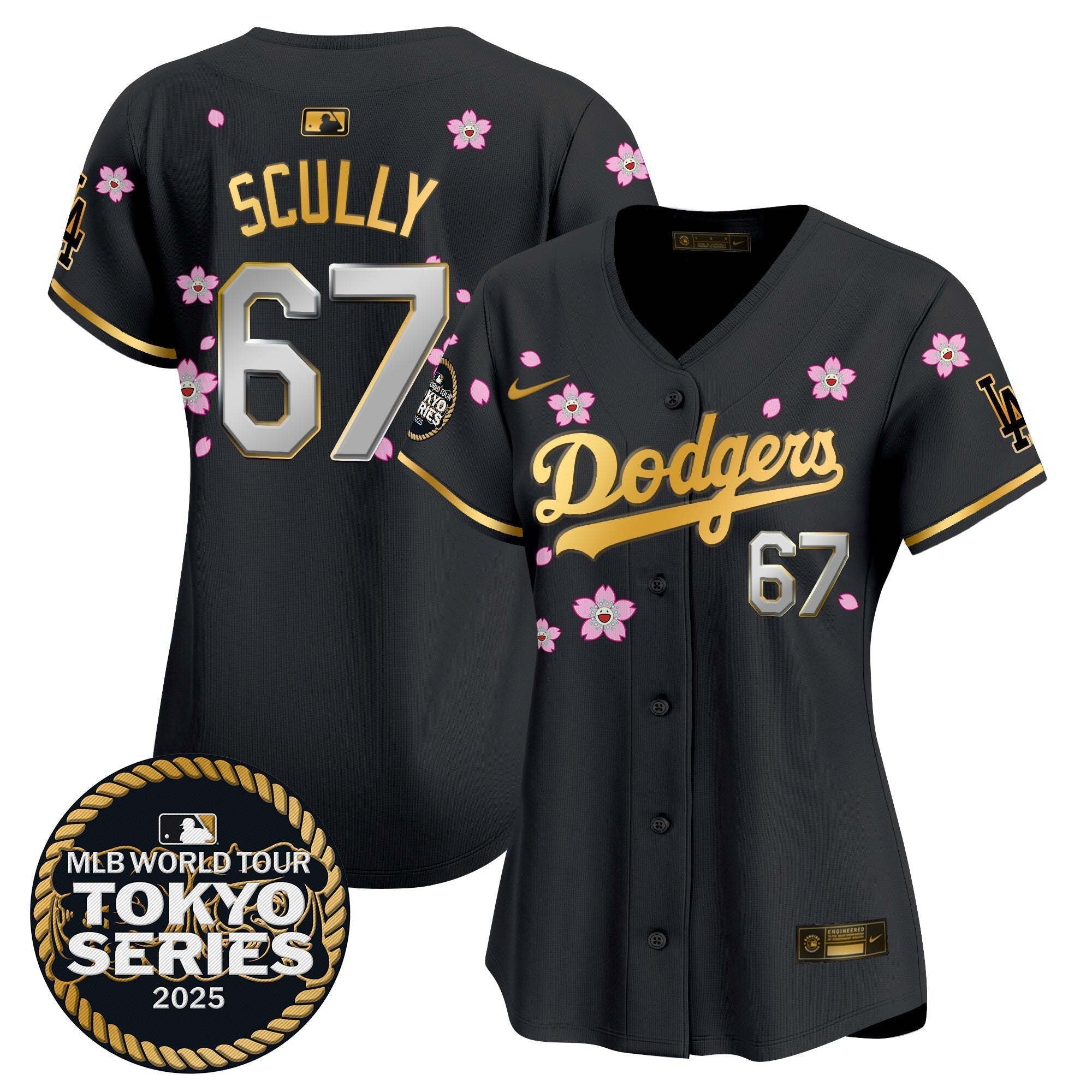 Women's Dodgers Tokyo Series 2025 Gold Trim Vapor Premier Limited Jersey V2 - Stitched
