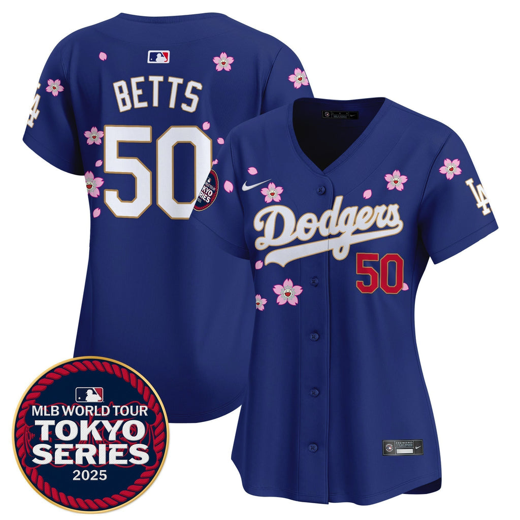 Women's Dodgers Tokyo Series 2025 Gold Trim Vapor Premier Limited Jersey V2 - Stitched