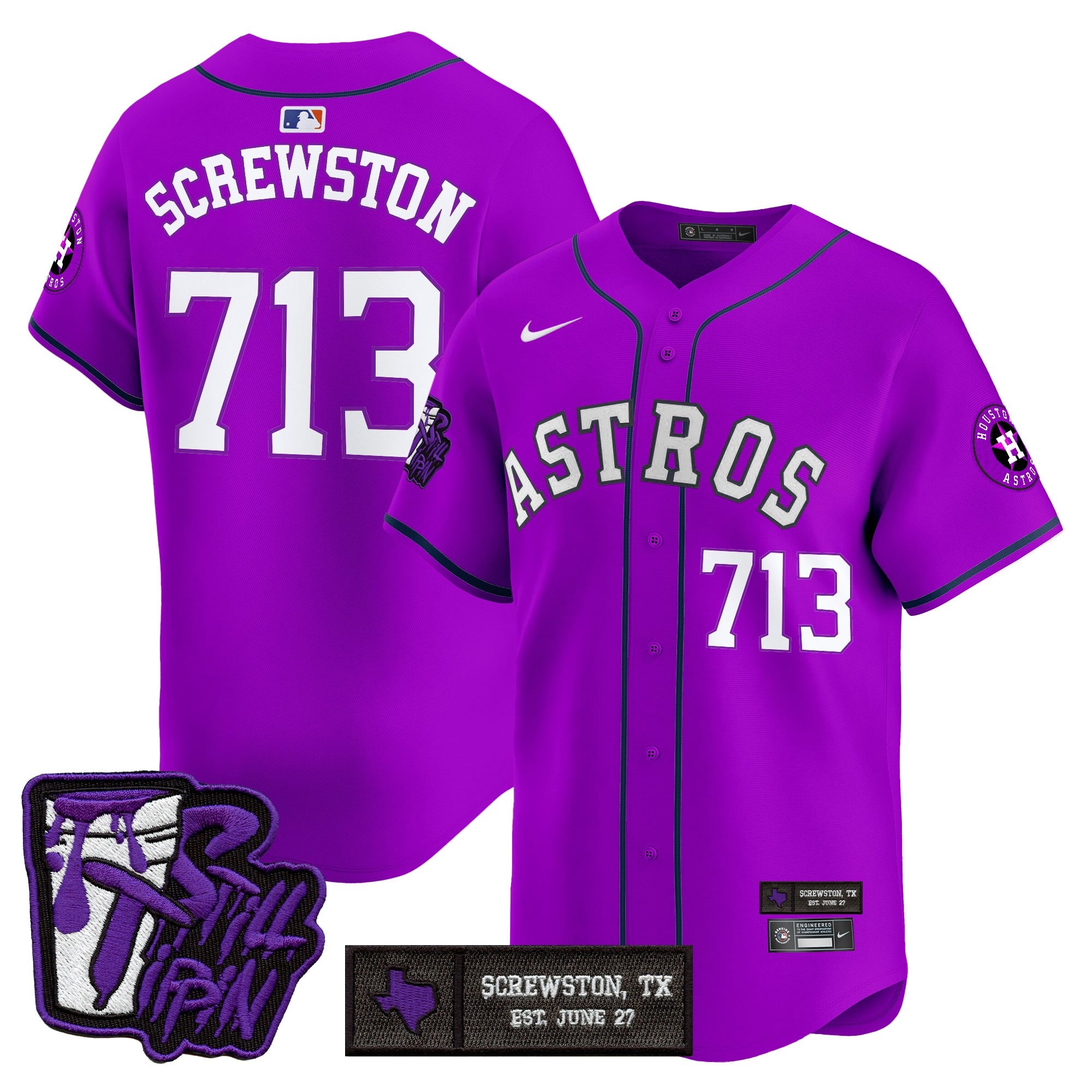HOU DJ Screw Still Tippin Purple Patch Vapor Premier Limited Jersey - Stitched