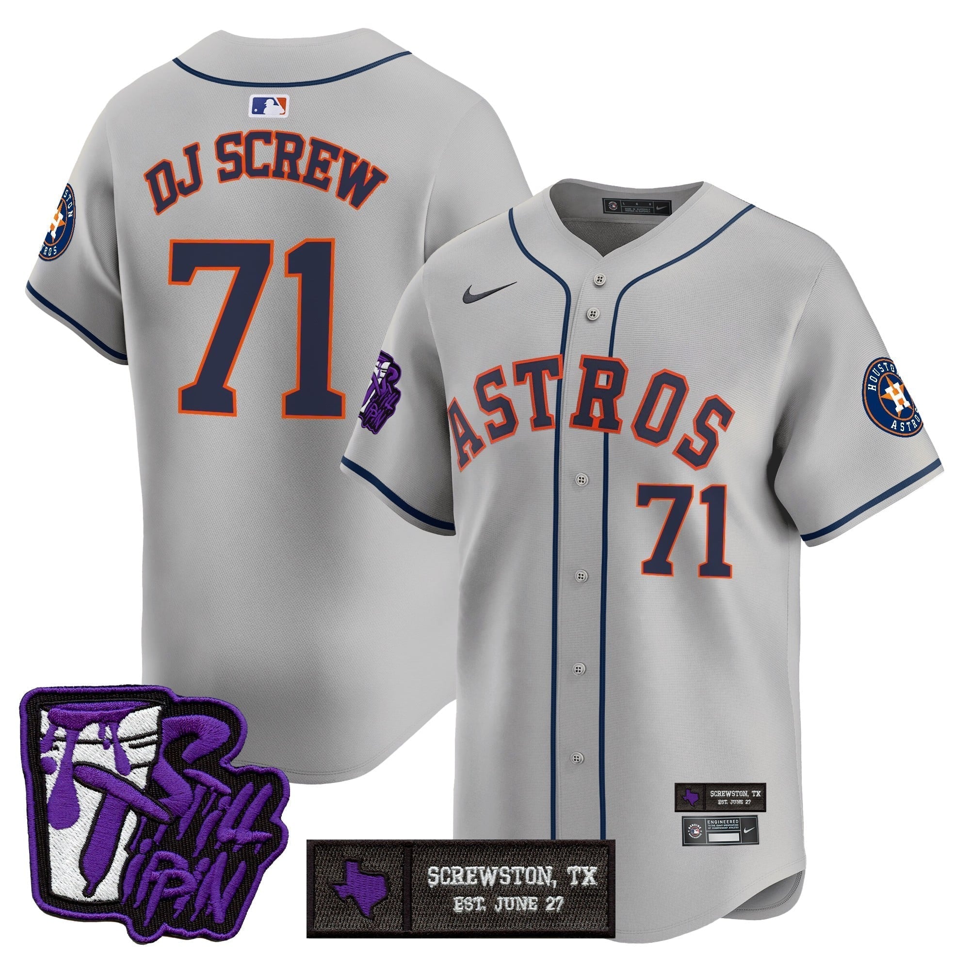 HOU DJ Screw Still Tippin Purple Patch Vapor Premier Limited Jersey - Stitched