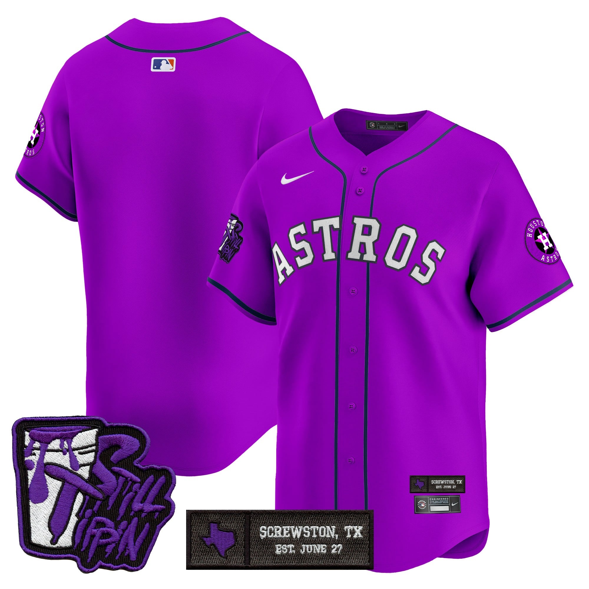 HOU DJ Screw Still Tippin Purple Patch Vapor Premier Limited Jersey - Stitched