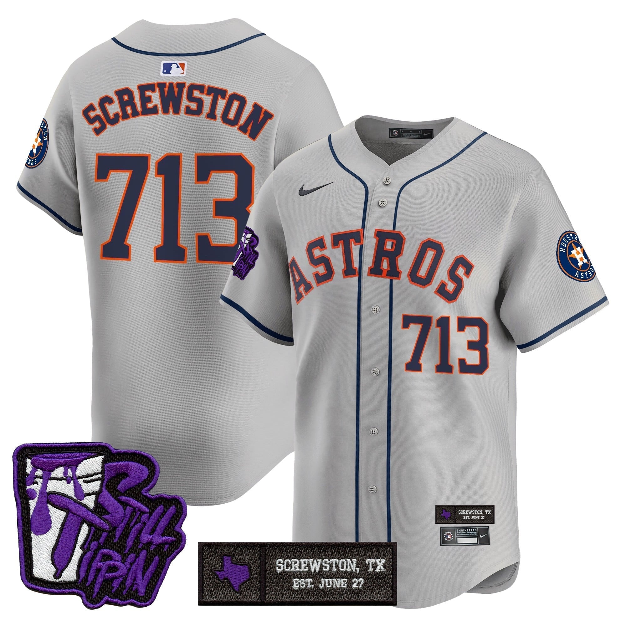HOU DJ Screw Still Tippin Purple Patch Vapor Premier Limited Jersey - Stitched