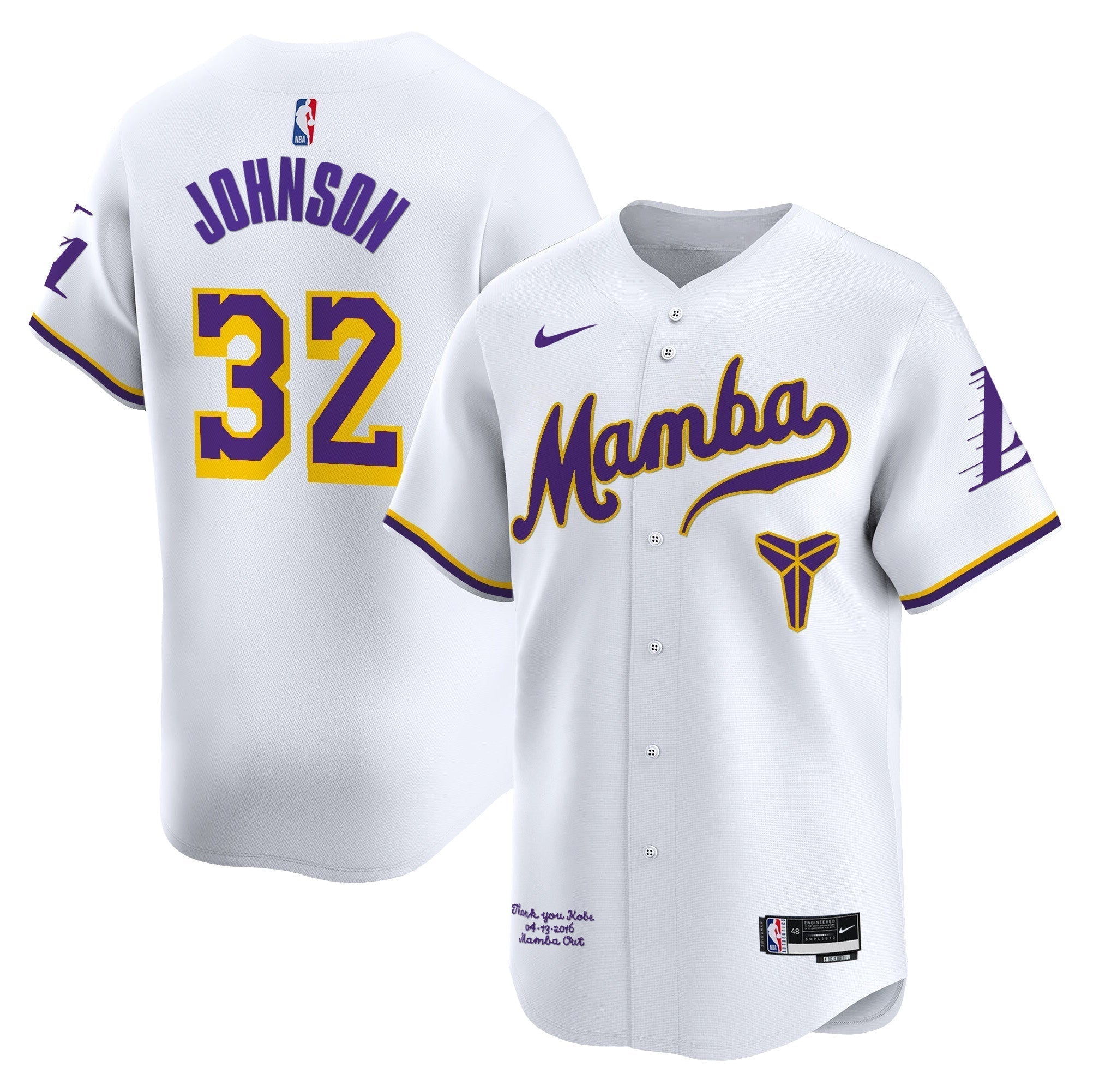 LAL Kobe Bryant Mamba Vapor Baseball Jersey - Stitched