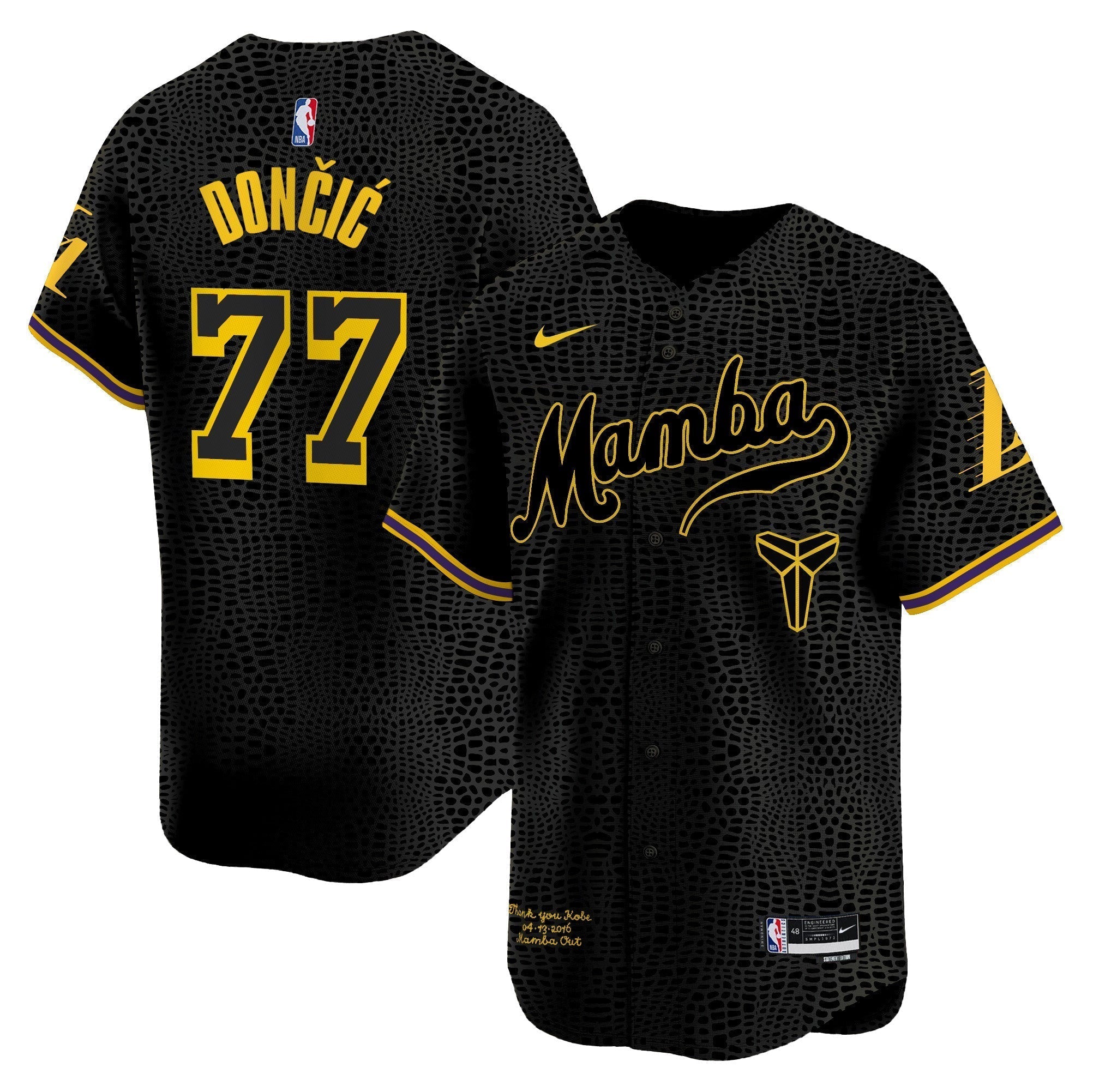 LAL Kobe Bryant Mamba Vapor Baseball Jersey - Stitched