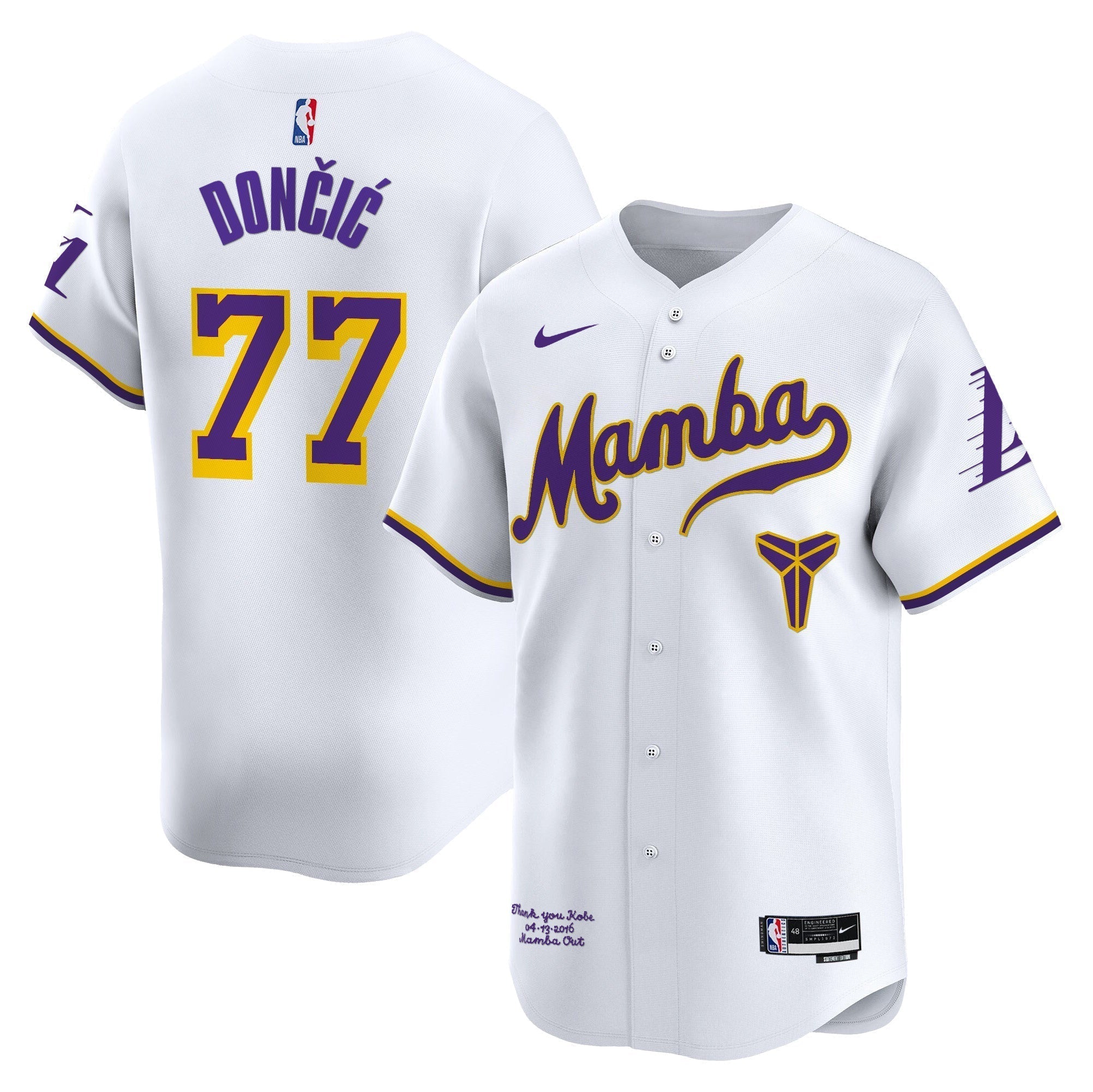 LAL Kobe Bryant Mamba Vapor Baseball Jersey - Stitched