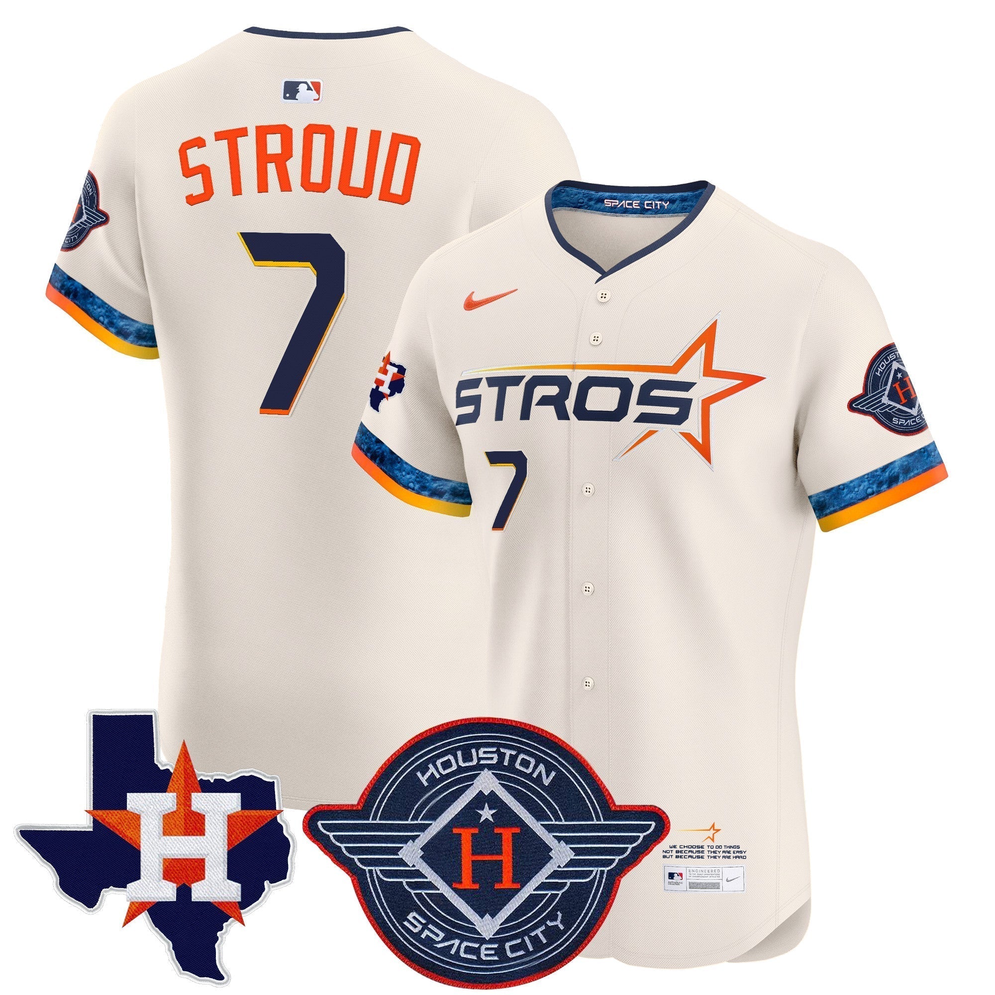 HOU 2025 City Connect Texas Patch Vapor Premier Elite Jersey - Stitched