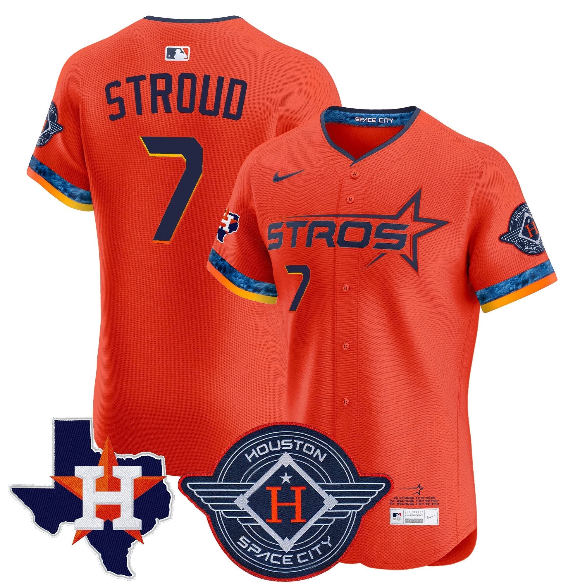 HOU 2025 City Connect Texas Patch Vapor Premier Elite Jersey - Stitched
