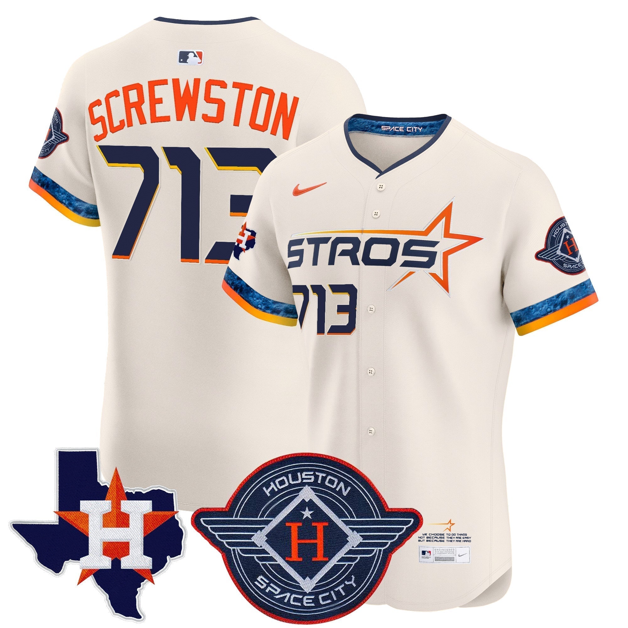 HOU 2025 City Connect Texas Patch Vapor Premier Elite Jersey - Stitched