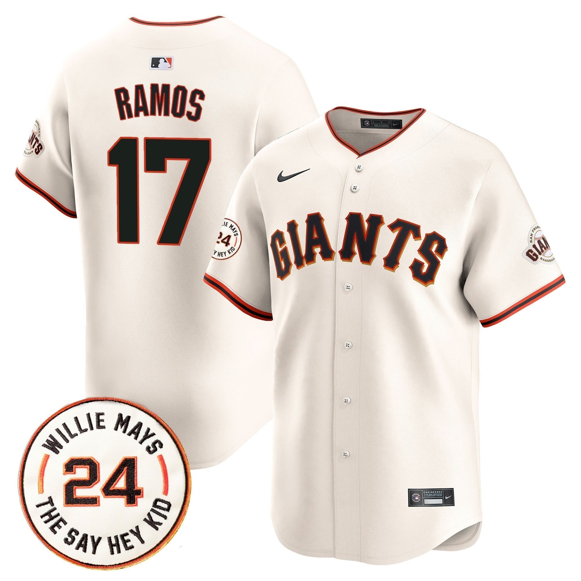 SF 2025 Willie Mays Patch Vapor Premier Limited Jersey - Stitched