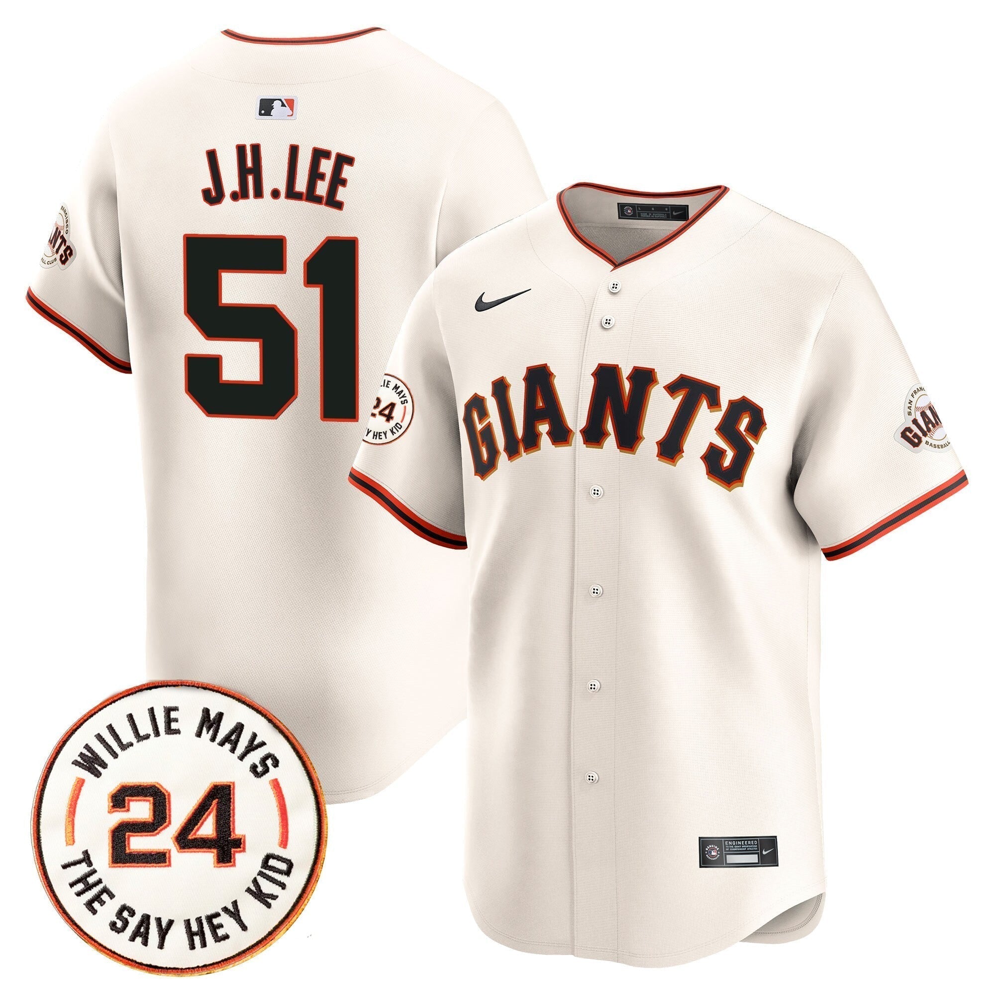 SF 2025 Willie Mays Patch Vapor Premier Limited Jersey - Stitched