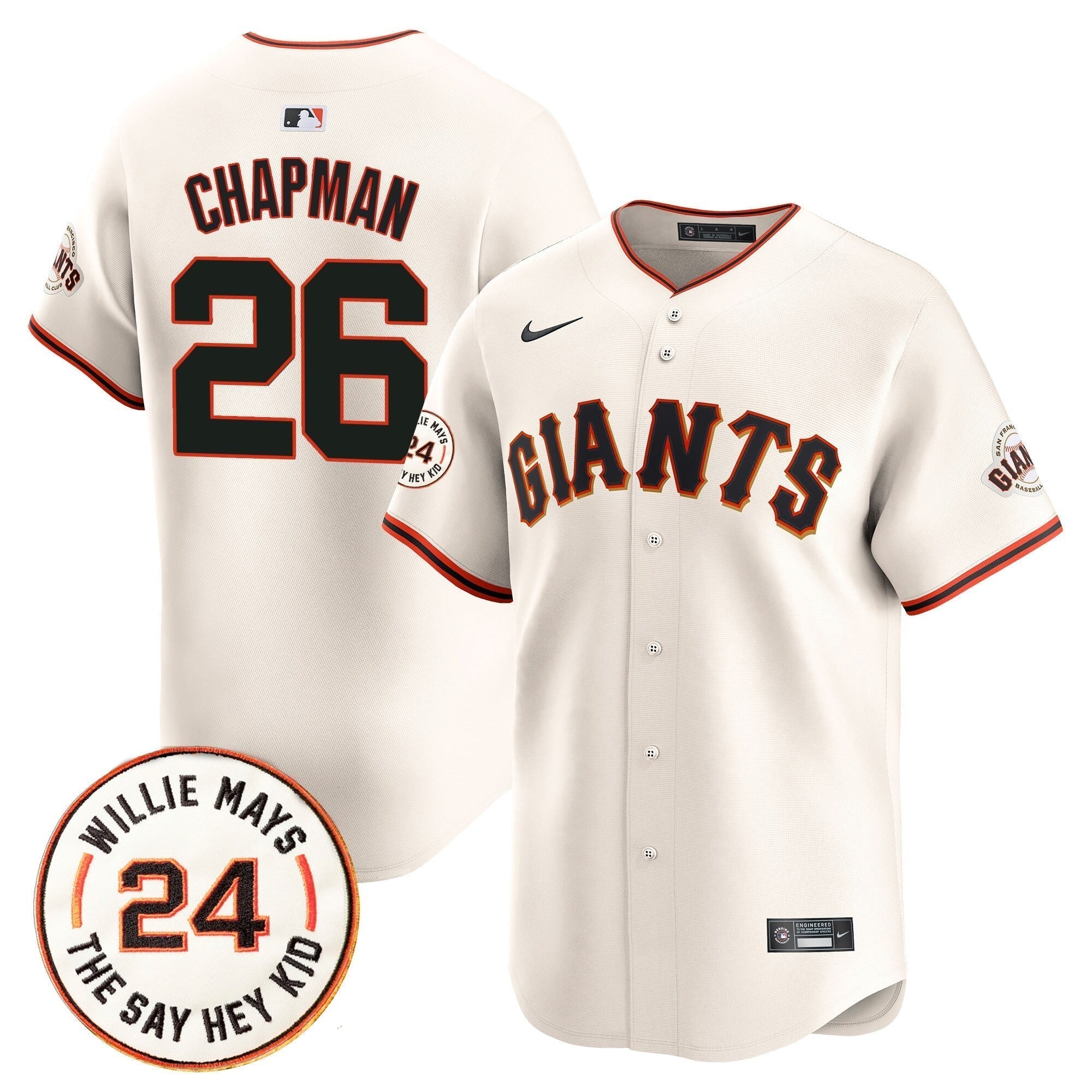 SF 2025 Willie Mays Patch Vapor Premier Limited Jersey - Stitched