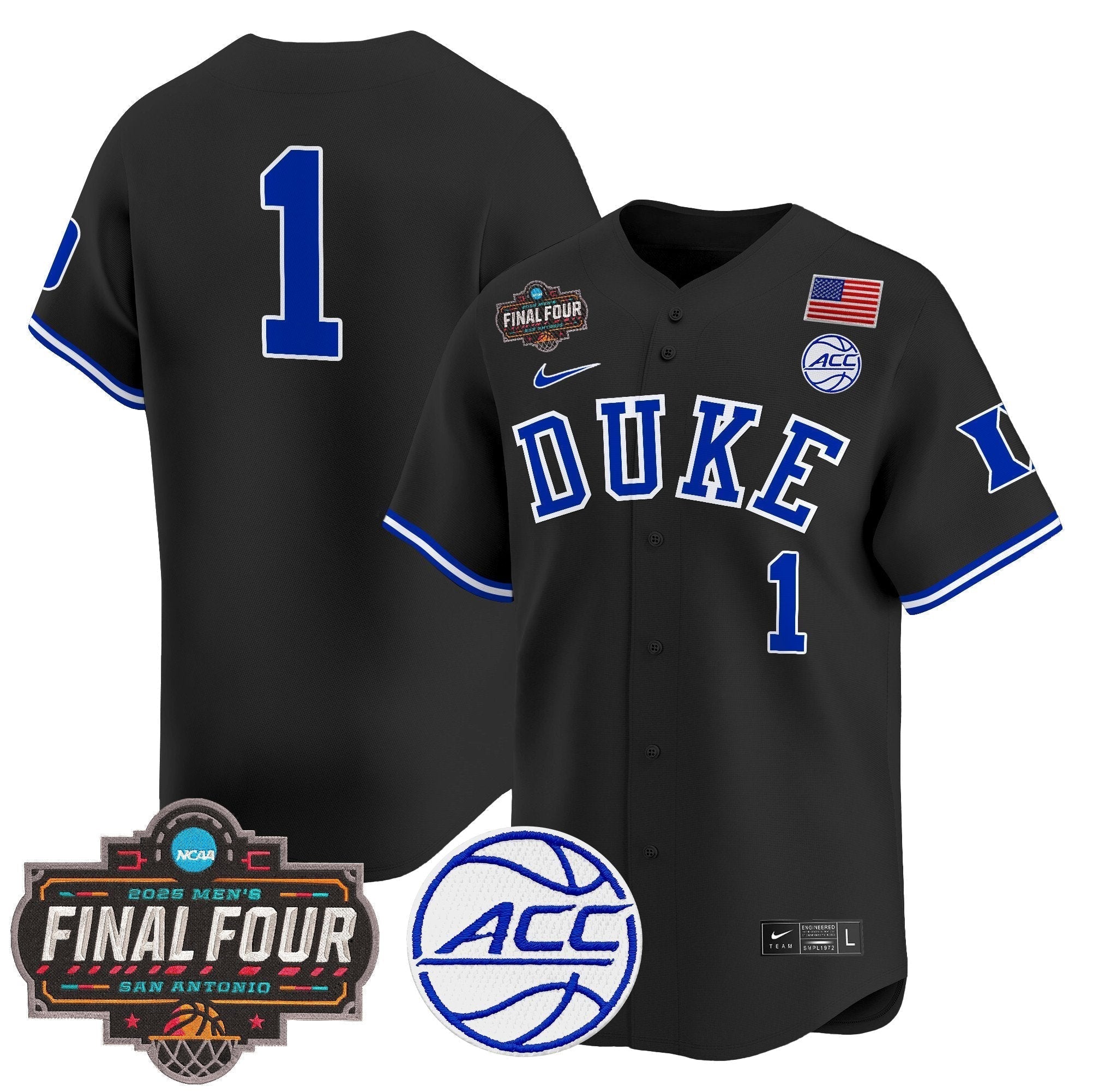 DUKE 2025 Final Four Patch Vapor Baseball Jersey - Stitched
