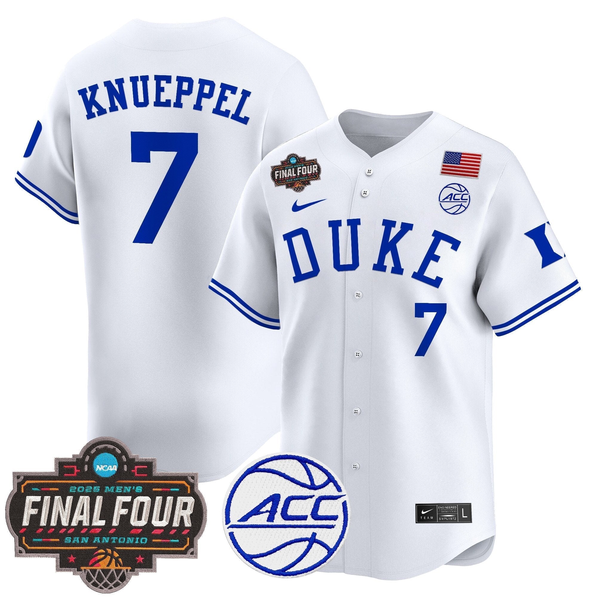 DUKE 2025 Final Four Patch Vapor Baseball Jersey - Stitched