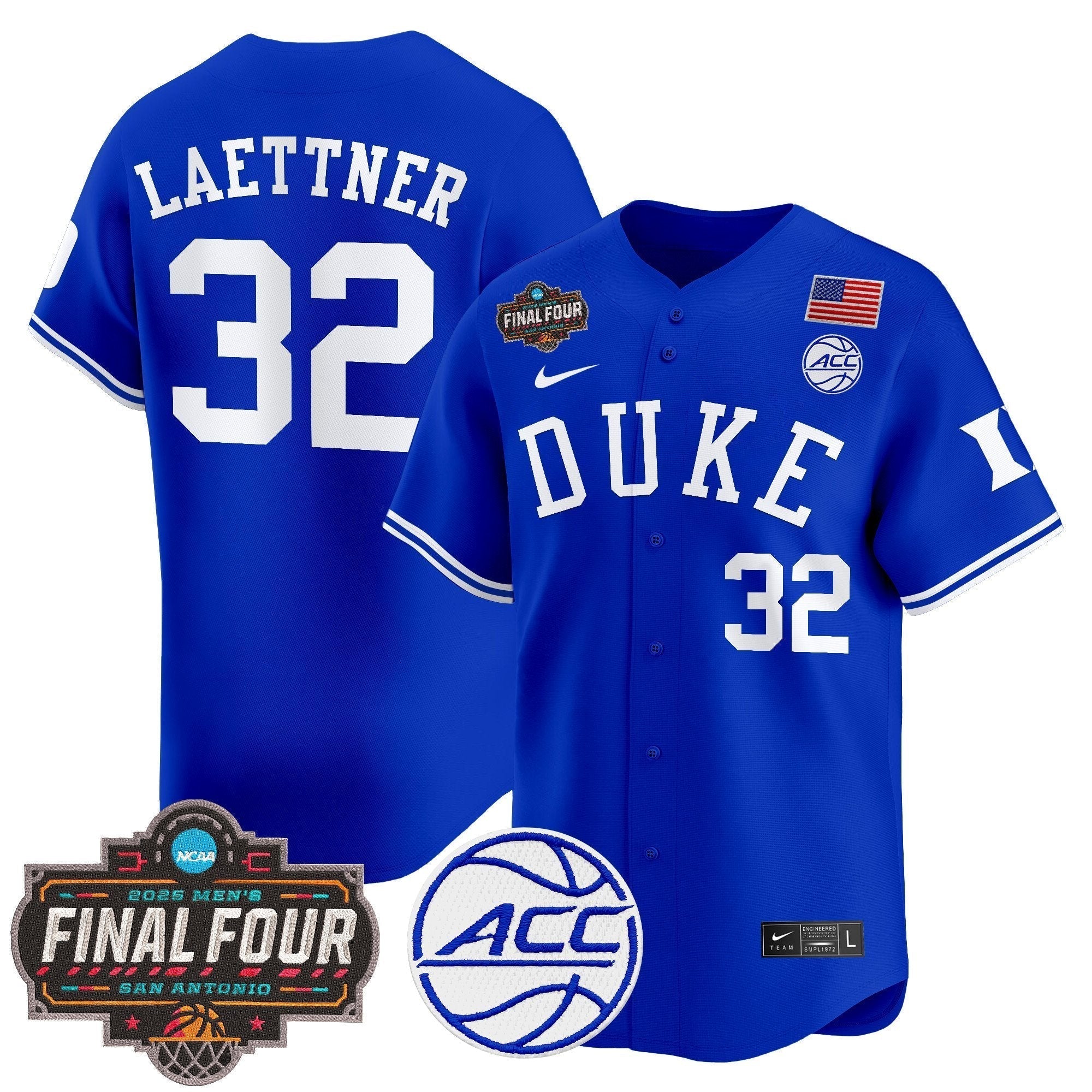 DUKE 2025 Final Four Patch Vapor Baseball Jersey - Stitched