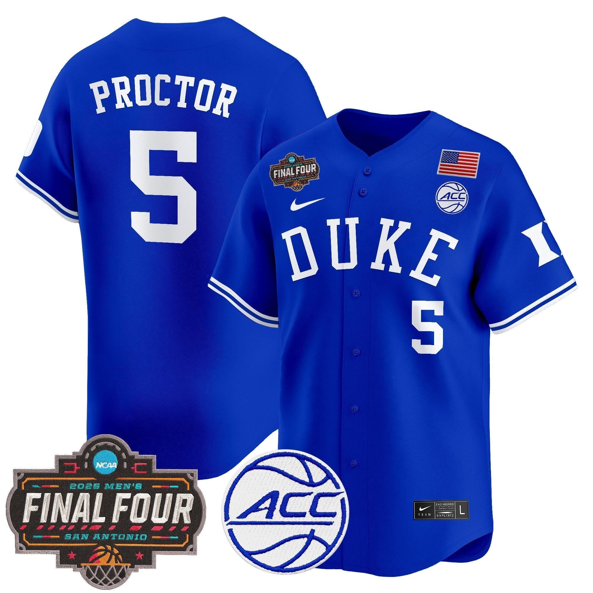 DUKE 2025 Final Four Patch Vapor Baseball Jersey - Stitched