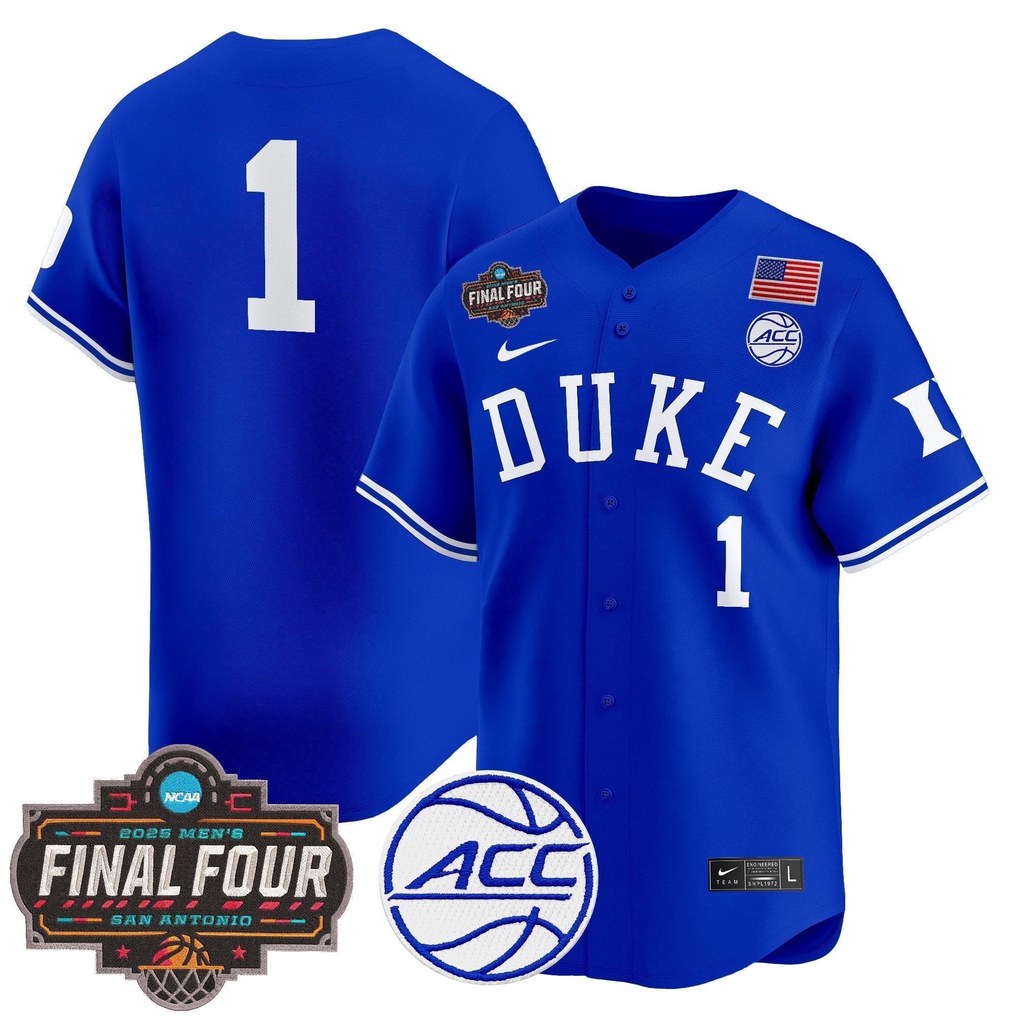 DUKE 2025 Final Four Patch Vapor Baseball Jersey - Stitched