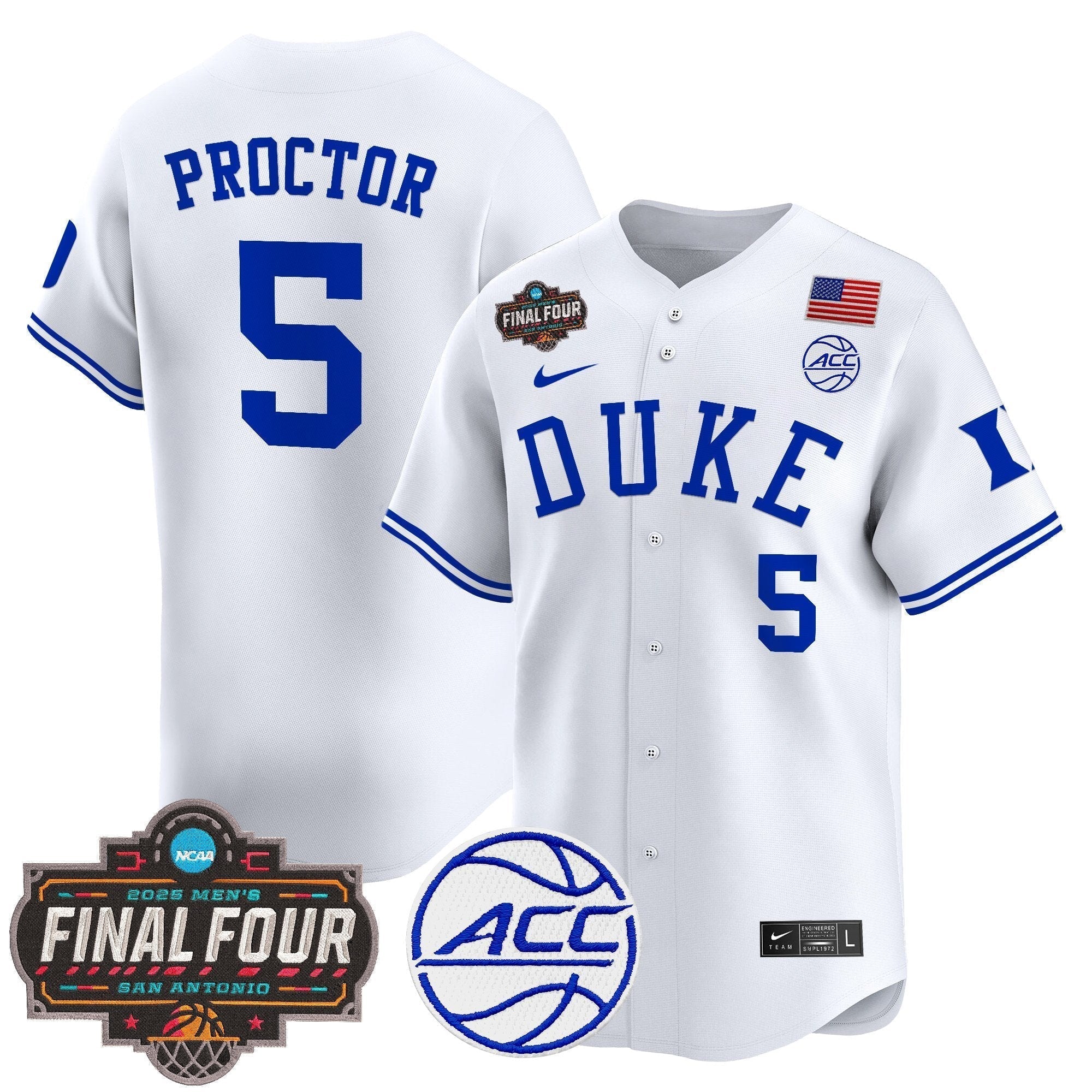 DUKE 2025 Final Four Patch Vapor Baseball Jersey - Stitched