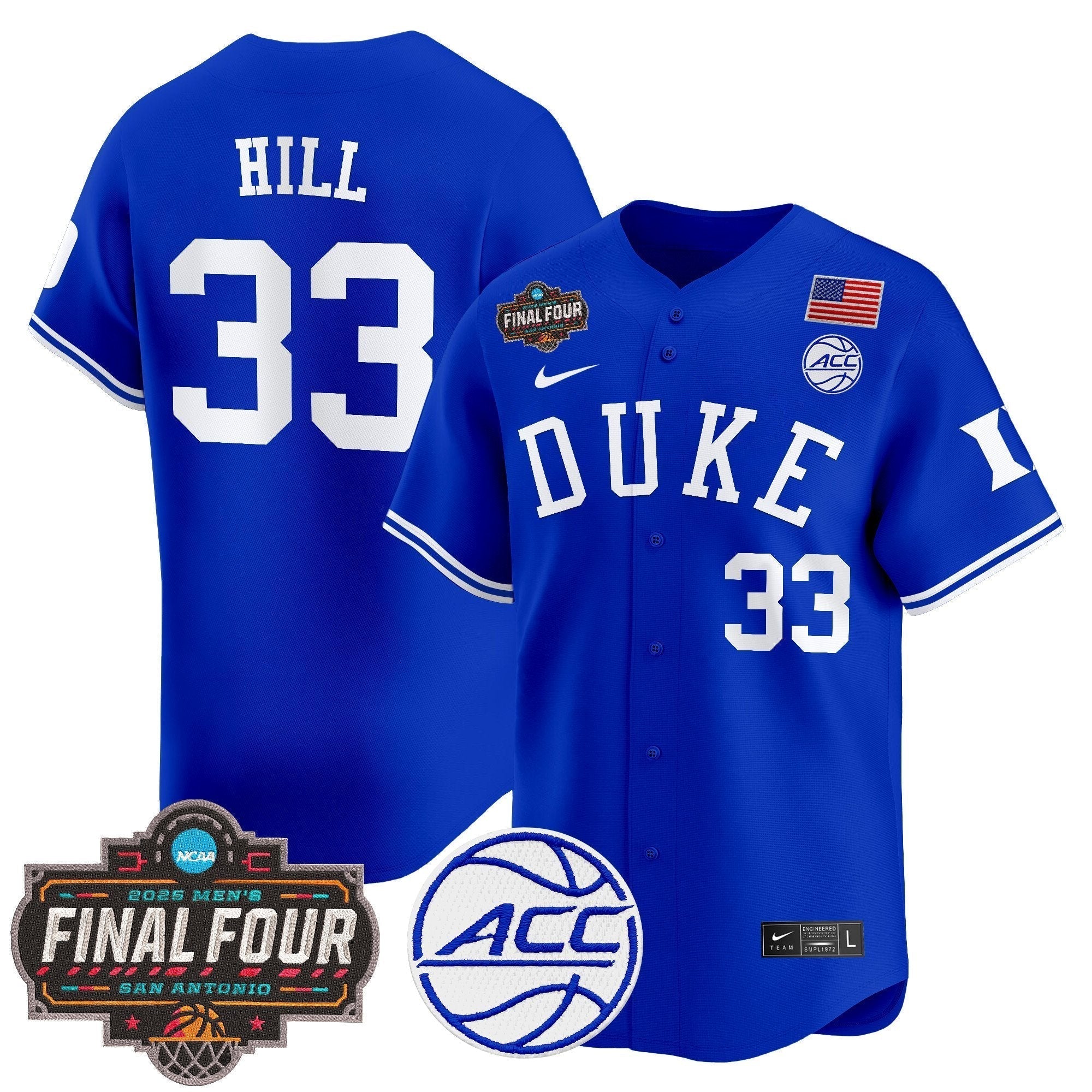 DUKE 2025 Final Four Patch Vapor Baseball Jersey - Stitched