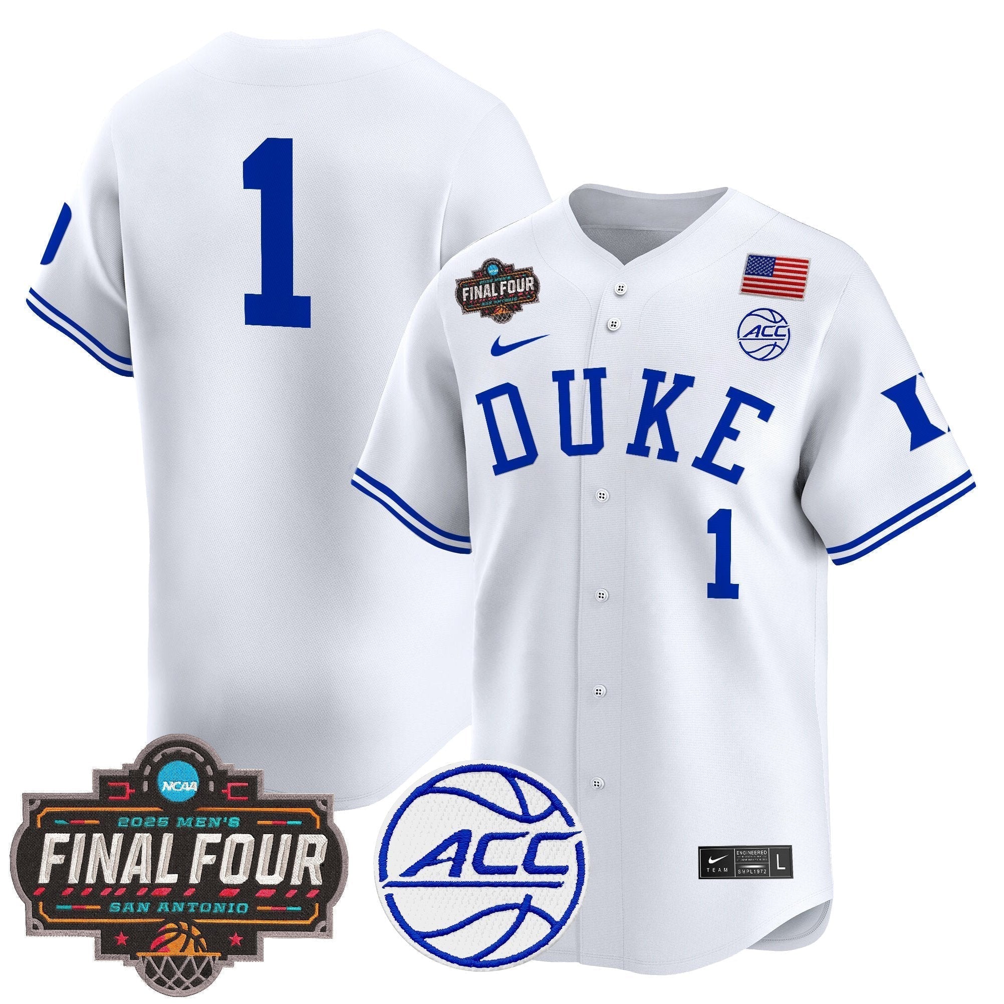 DUKE 2025 Final Four Patch Vapor Baseball Jersey - Stitched